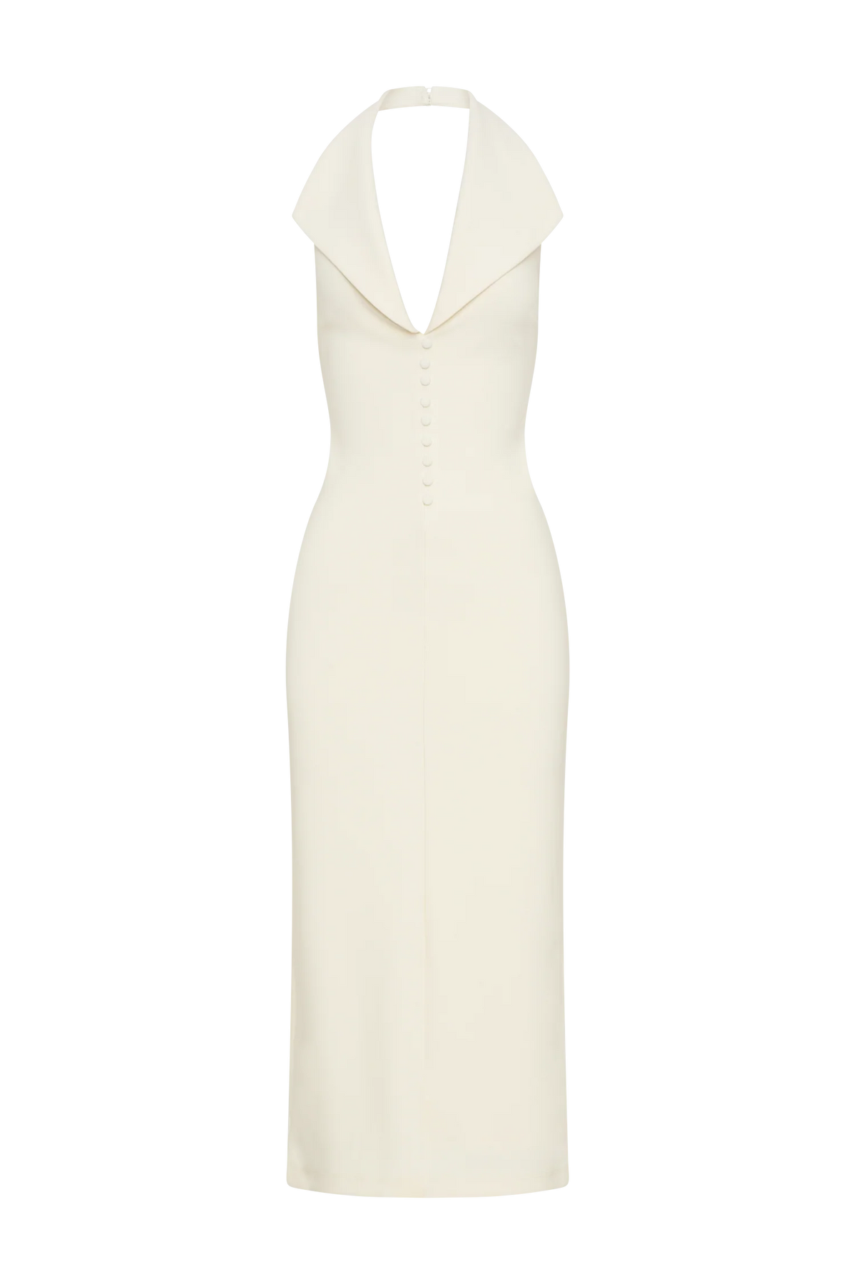 Annita Crepe Halter Midi Dress Ivory