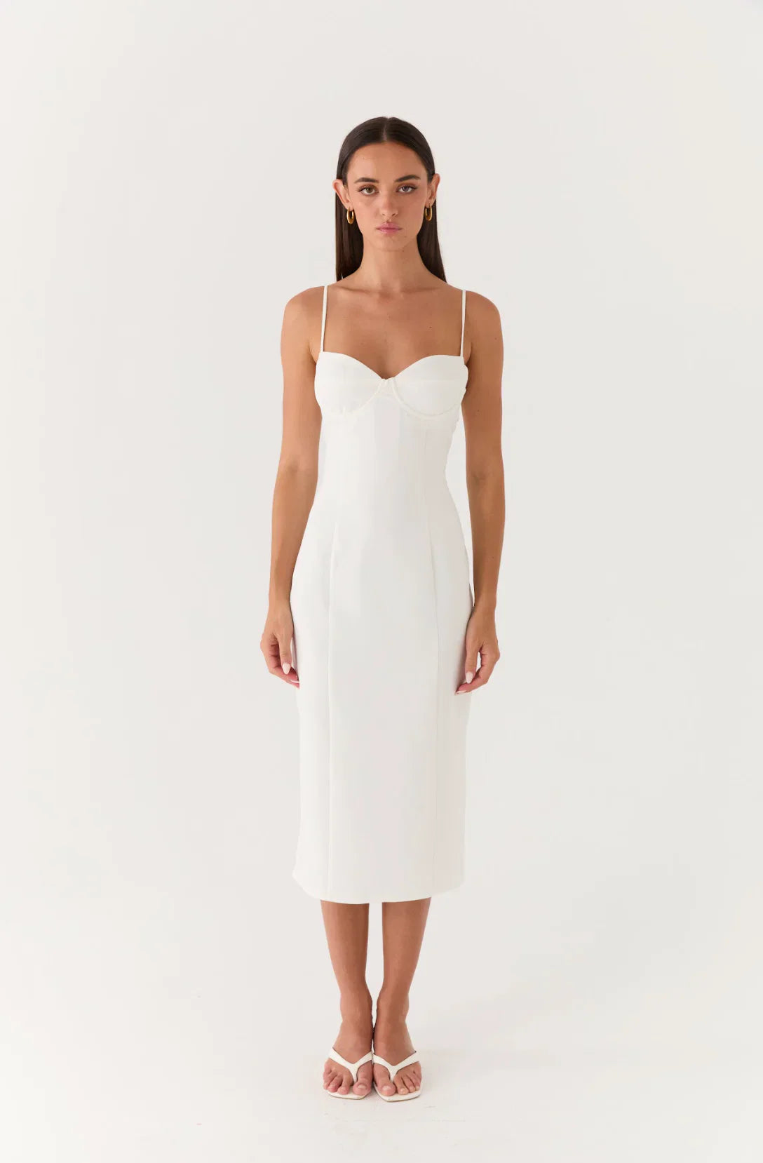 Asling Bustier Midi Dress - White