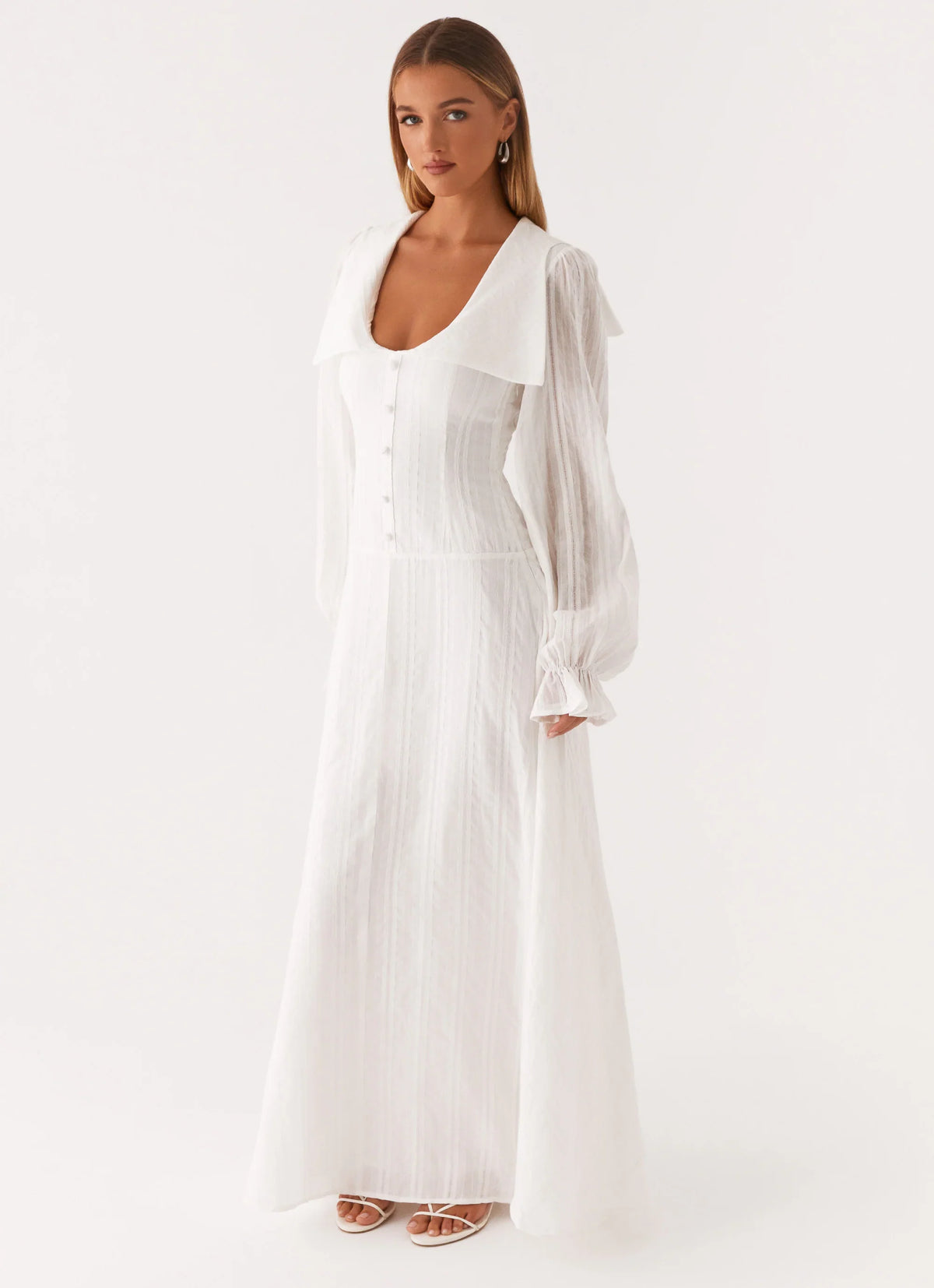 Alima Long Sleeve Maxi Dress White