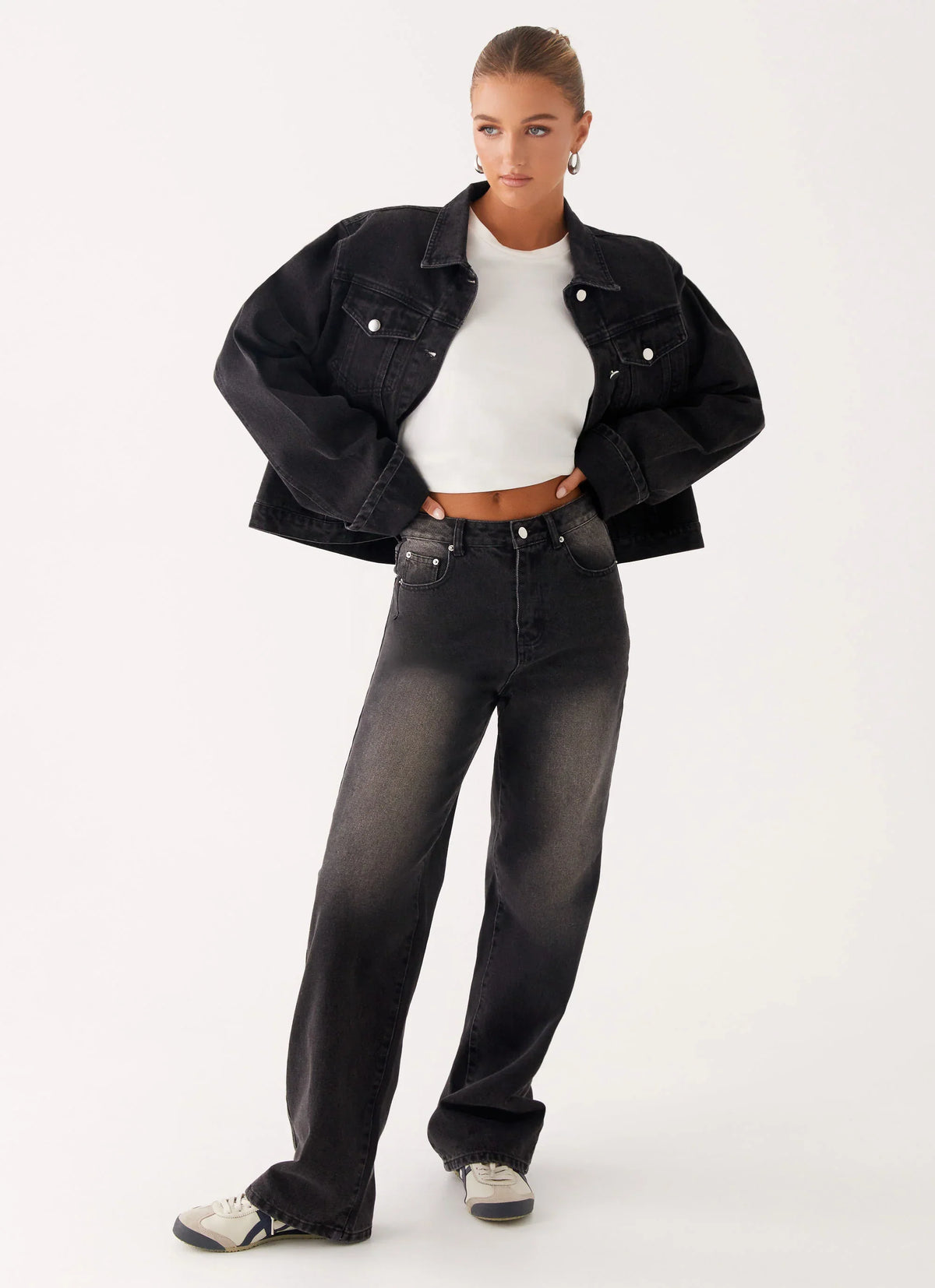 Back Again Oversized Denim Jacket Charcoal Wash