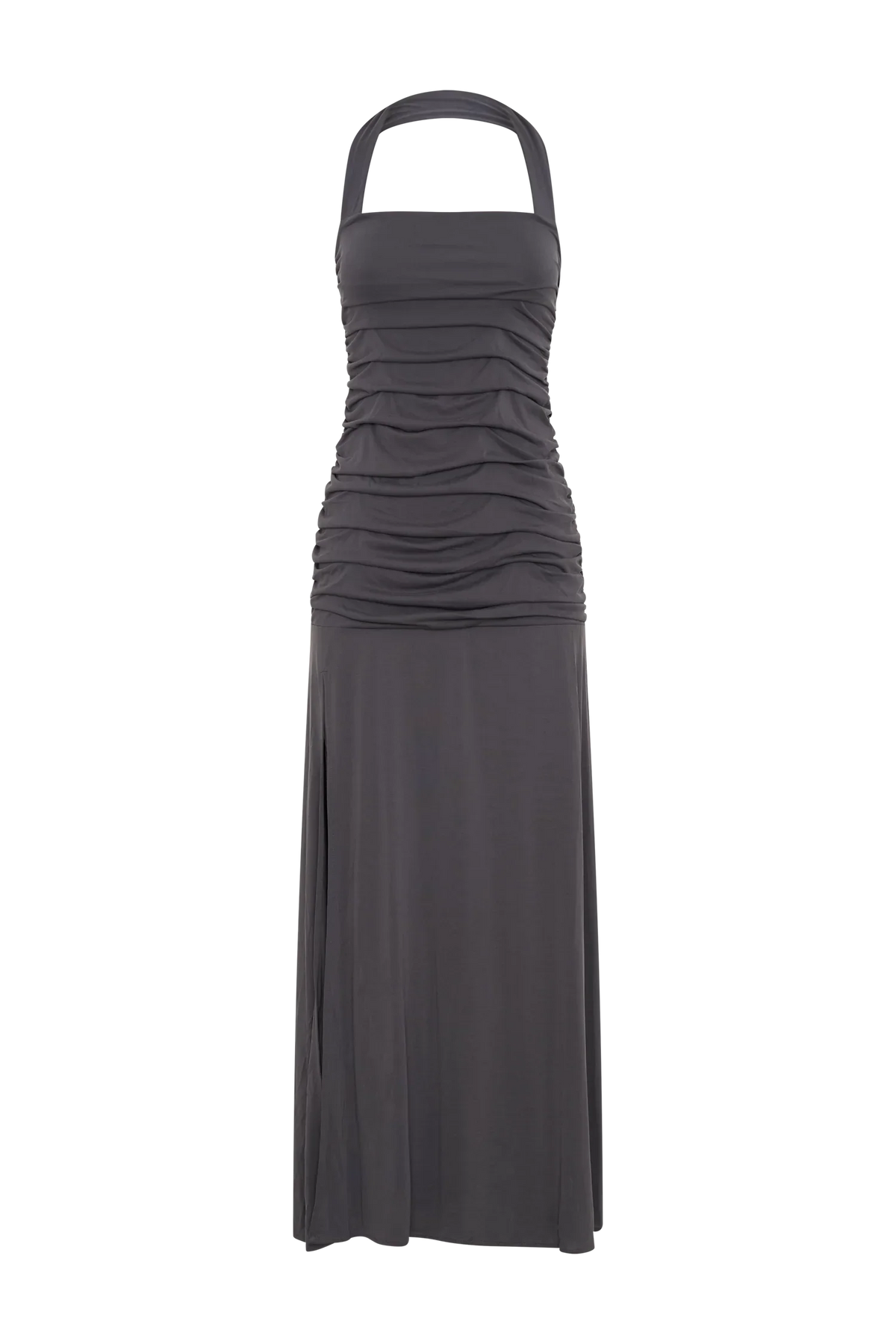 Bentley Peached Jersey Halter Maxi Dress Charcoal