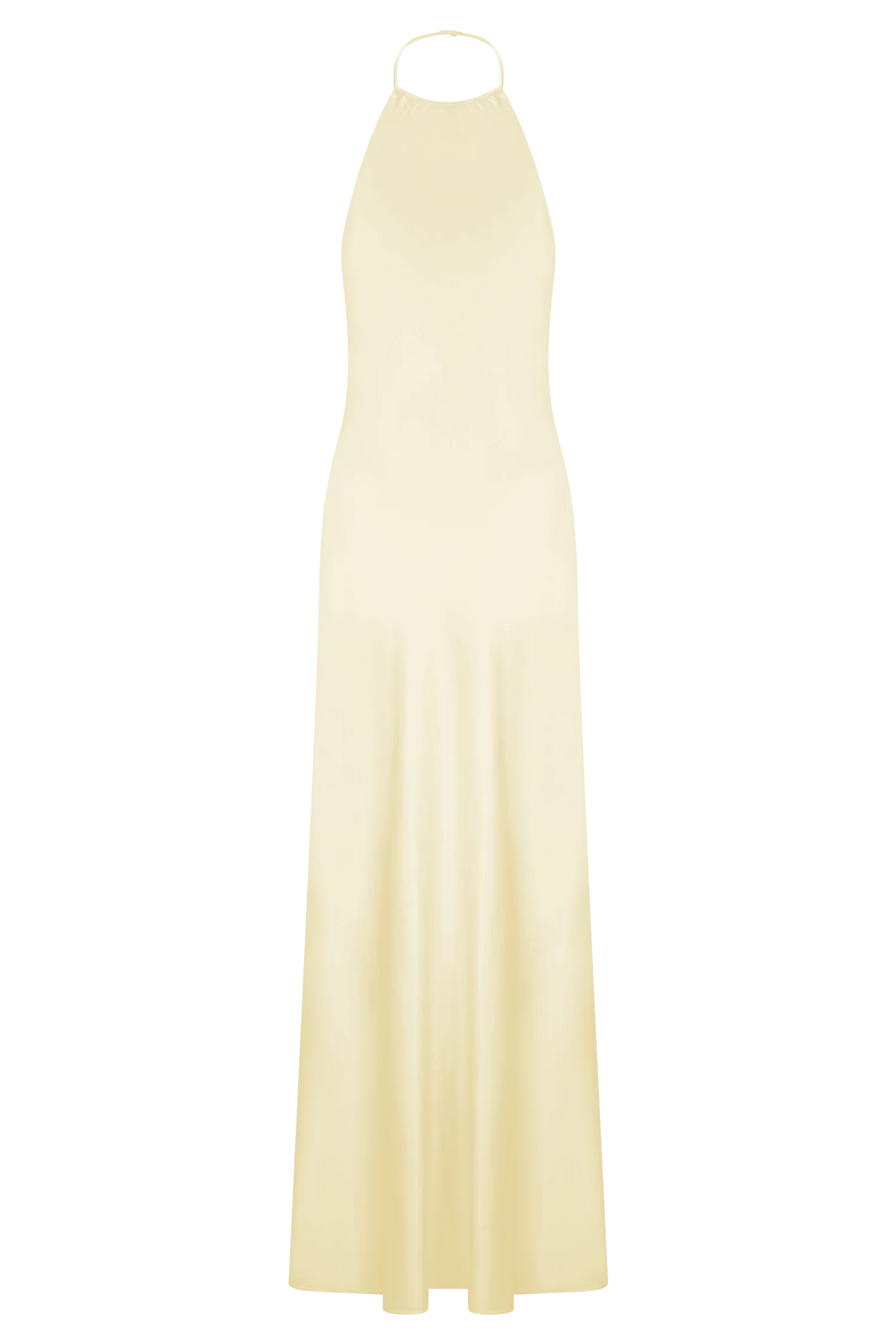 Bella Satin Halter Maxi Dress Lemon
