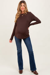 Brown Long Sleeve Maternity Top