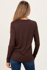 Brown Long Sleeve Maternity Top