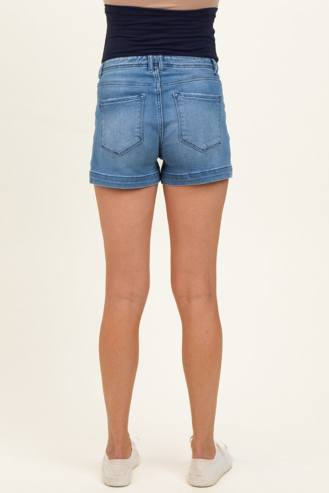 Blue Classic Wash Maternity Denim Shorts