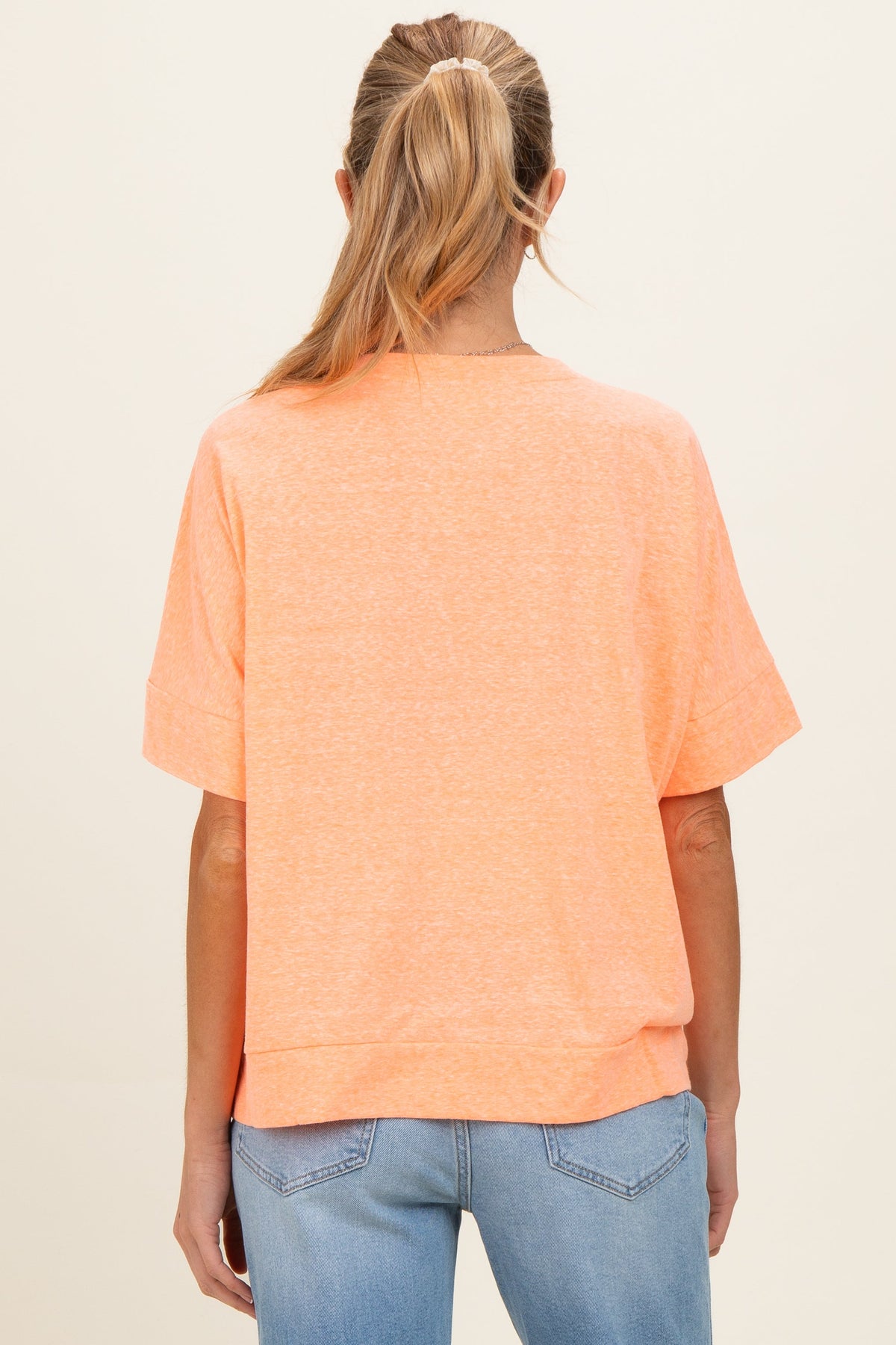Neon Coral Oversized Maternity Short Sleeve Top
