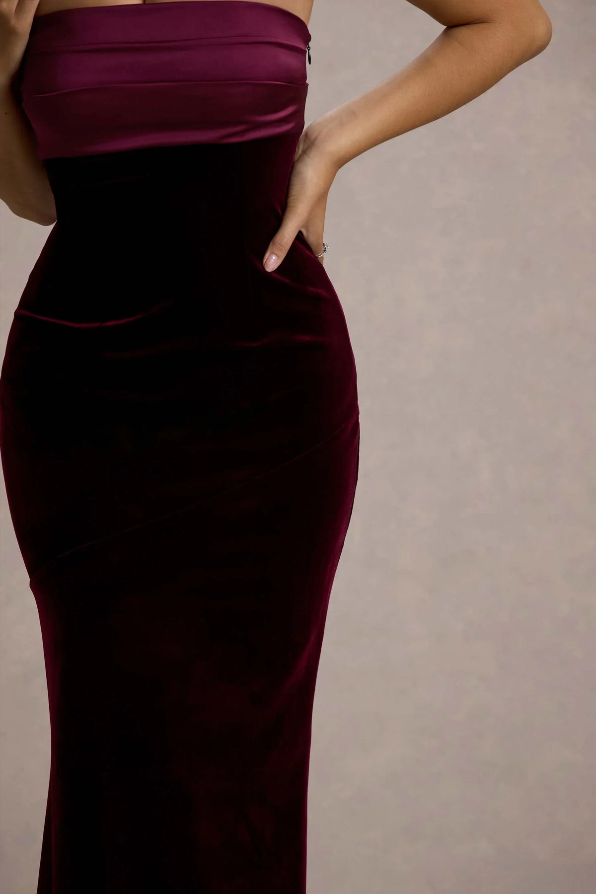 Ambrosi Port Velvet Bandeau Maxi Dress