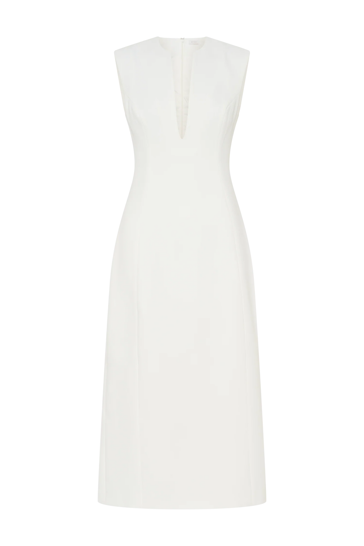 Audrine Suiting Sleeveless Midi Dress Ivory