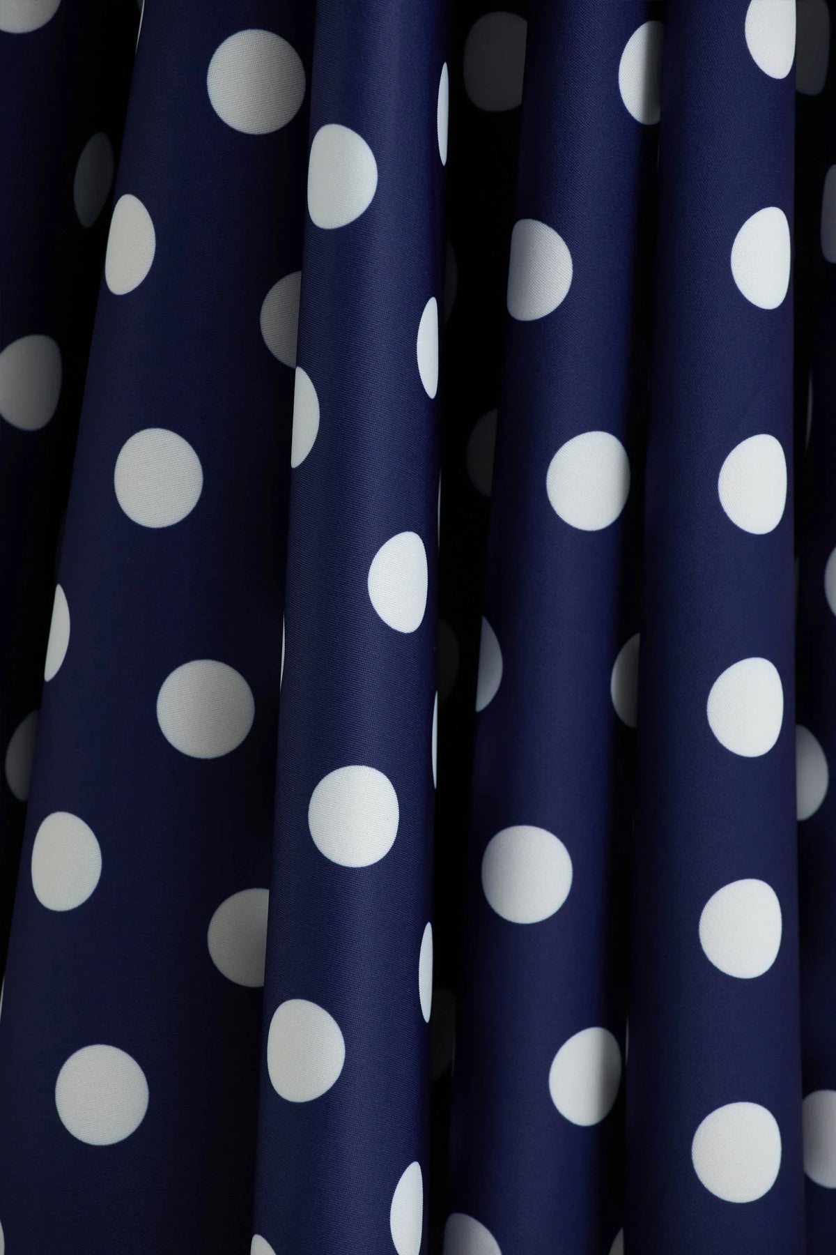 Berta Navy And White Polka Dot Square Neck Midi Dress
