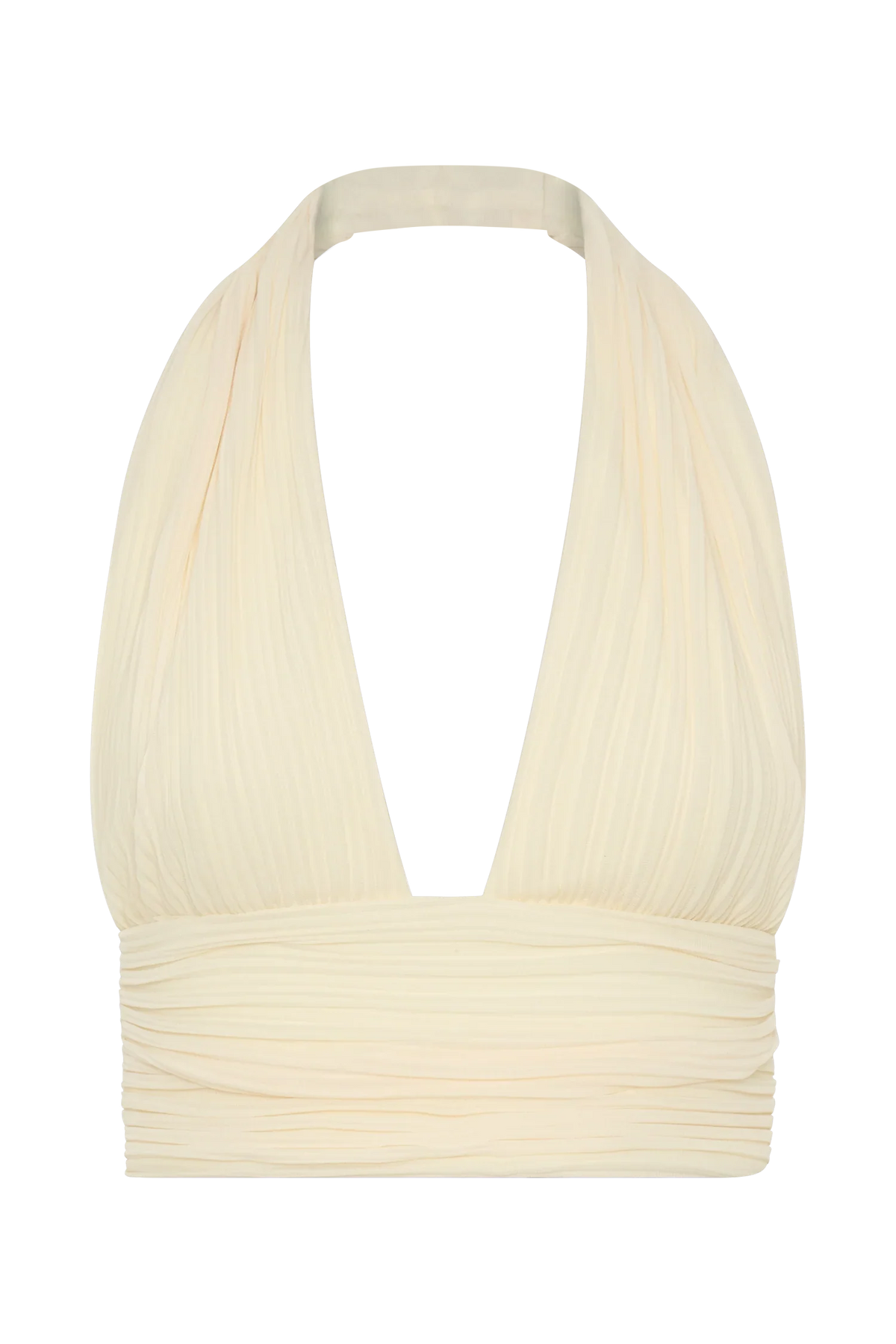 Amaris Sleeveless Plisse Halter Top Lemon