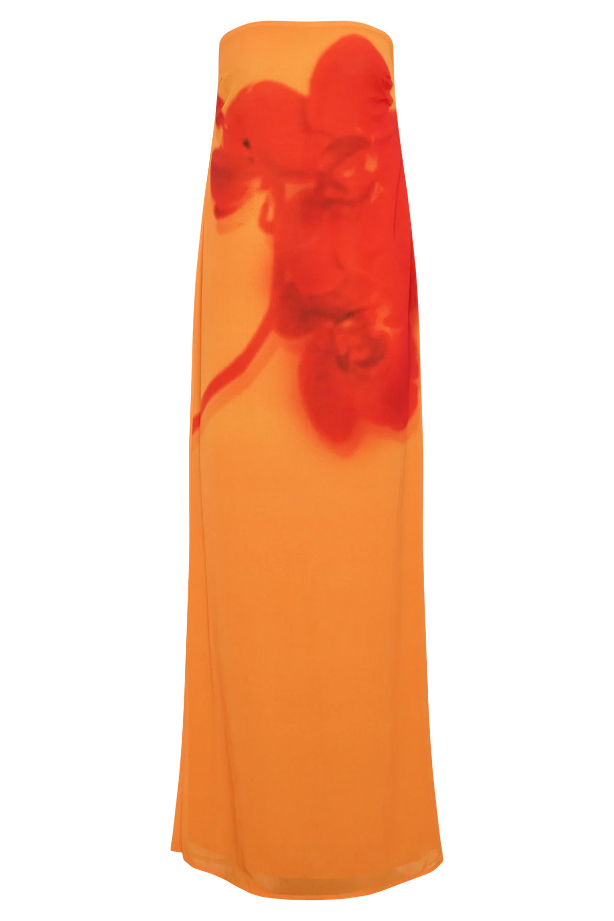 Amaya Strapless Chiffon Maxi Dress Koi Orchid Print