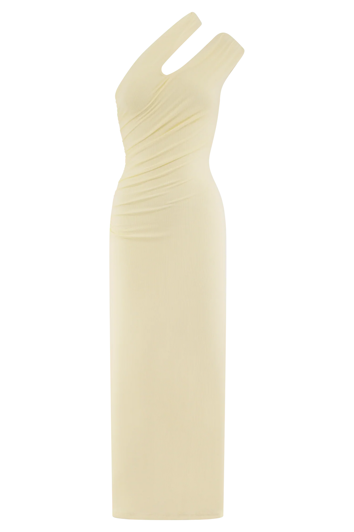 Anastasia One Shoulder Modal Midi Dress Pale Lemon