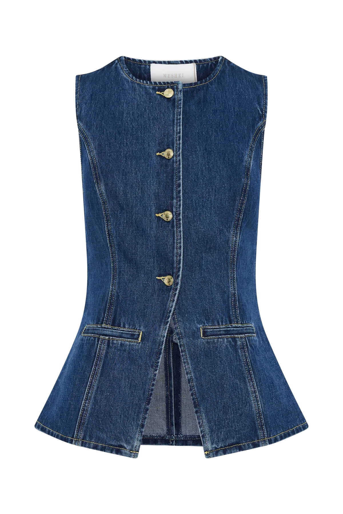 Abel Denim Button Up Top Dark Blue
