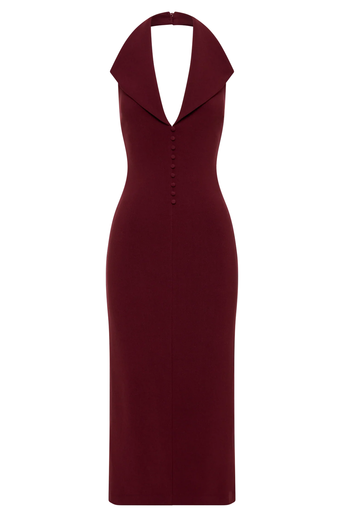 Annita Crepe Halter Midi Dress Merlot