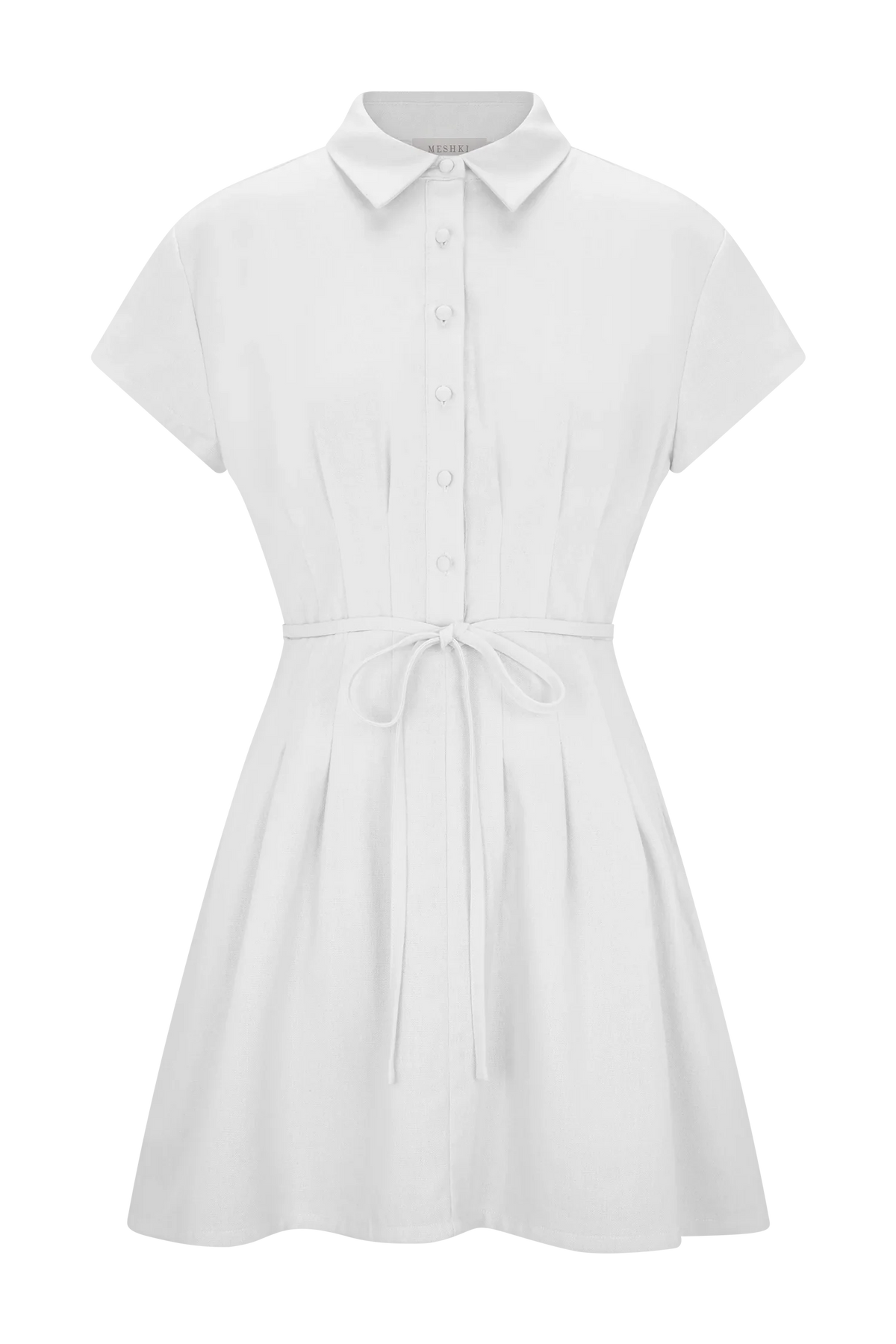 Aysha Buttoned Linen Mini Dress White