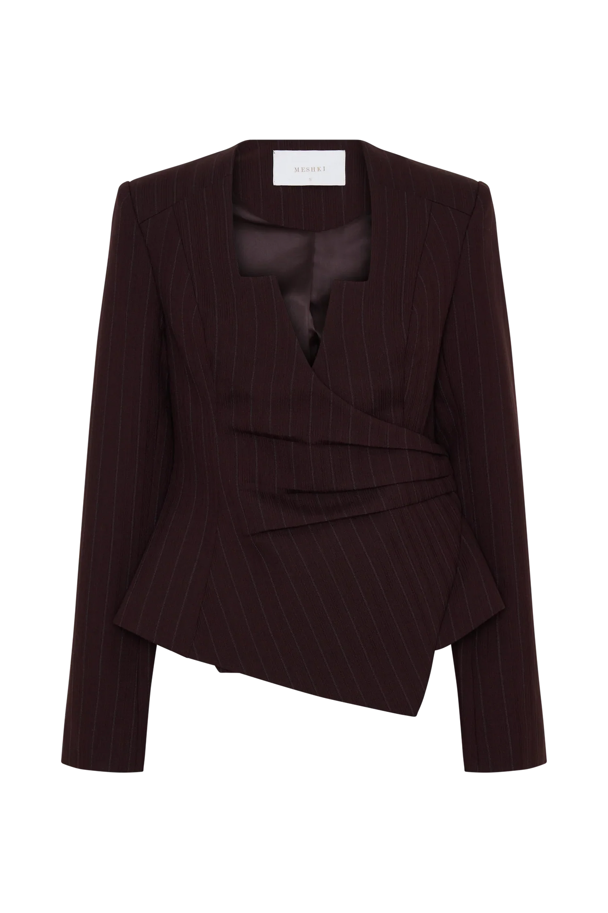 Agatha Square Neck Blazer Plum Pinstripe