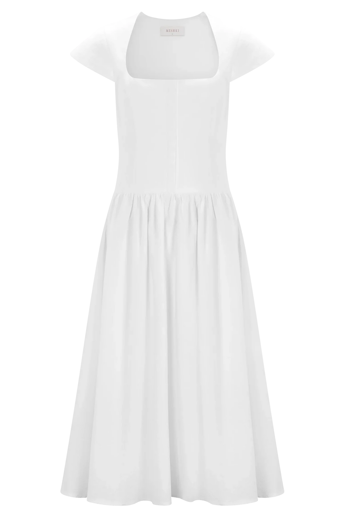 Ayla Cotton Fit And Flare Midi Dress White