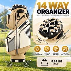 🔥T-Lock Golf Cart Bag with 14 Way Organizer Divider Top