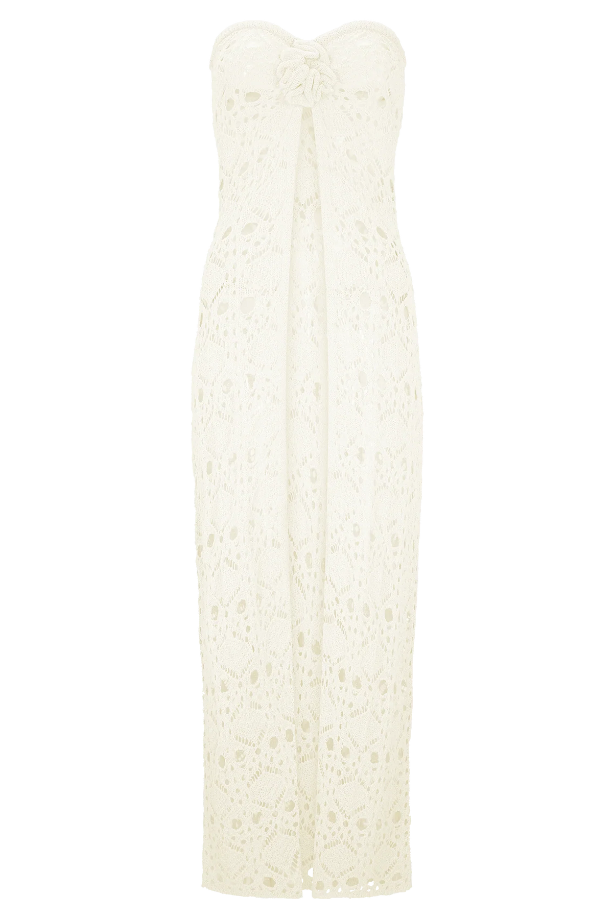 Aeline Strapless Crochet Knit Top Ivory