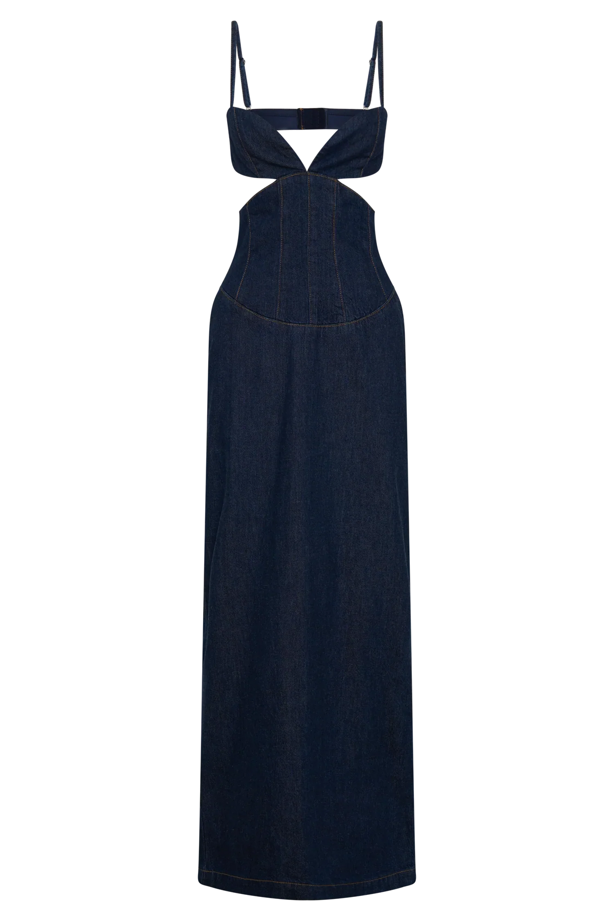 Amila Denim Cupped Maxi Dress Indigo Blue
