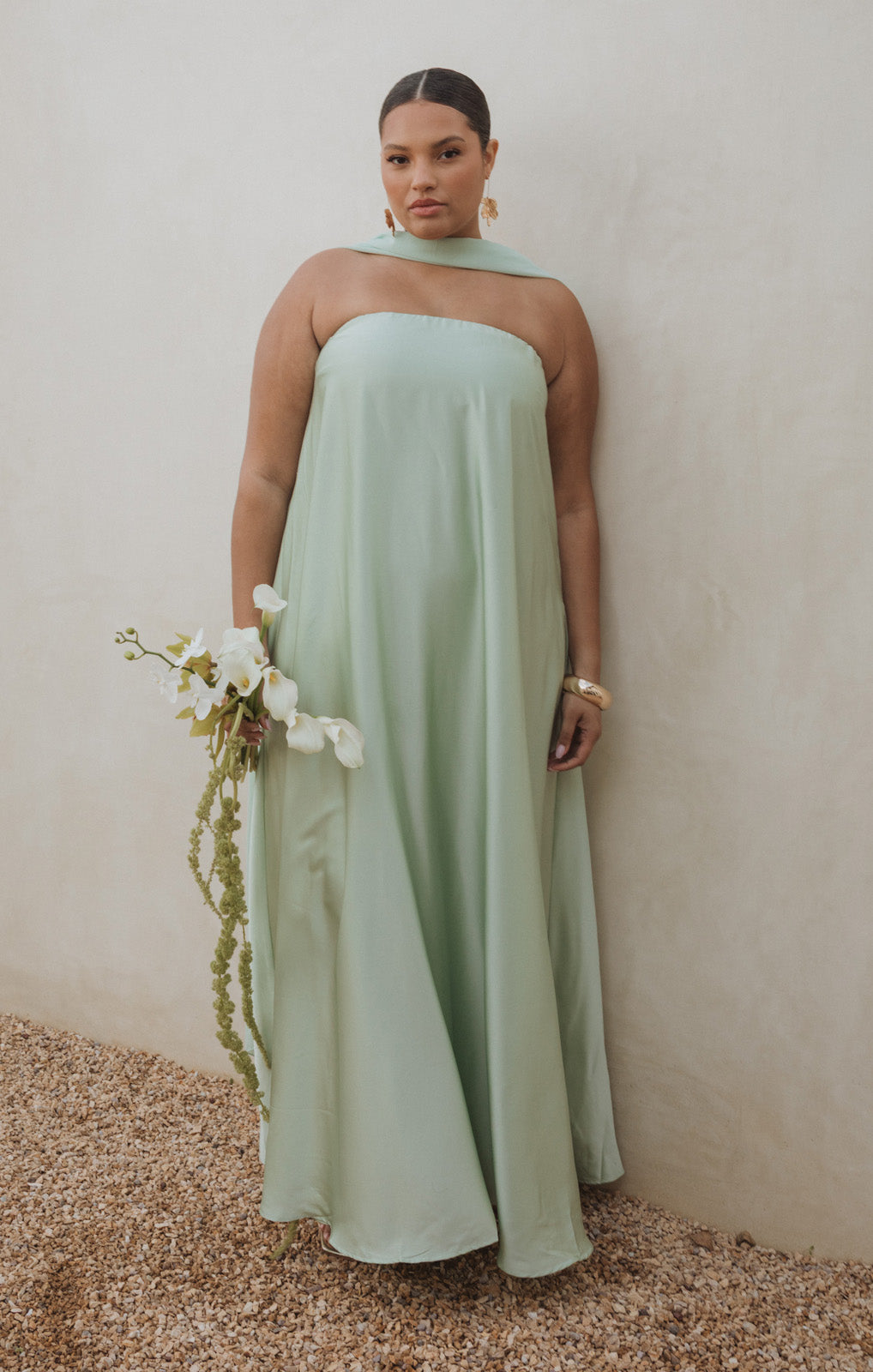 Tinsley Tube Dress ~ Pistachio Luxe Satin