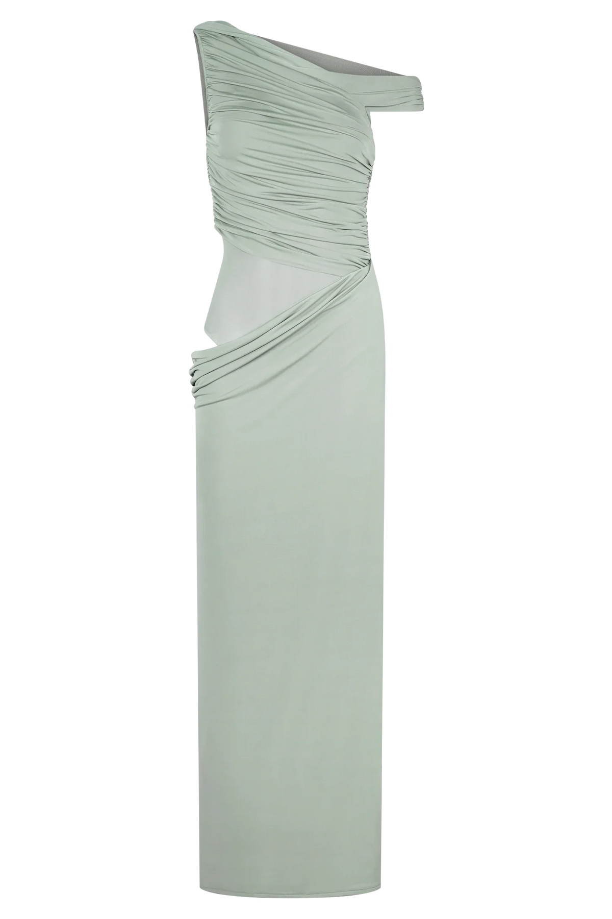 Callen One Shoulder Slinky Maxi Dress Sage