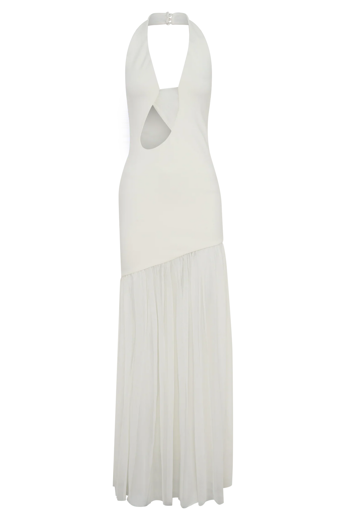 Aubree Crepe And Mesh Maxi Dress Ivory
