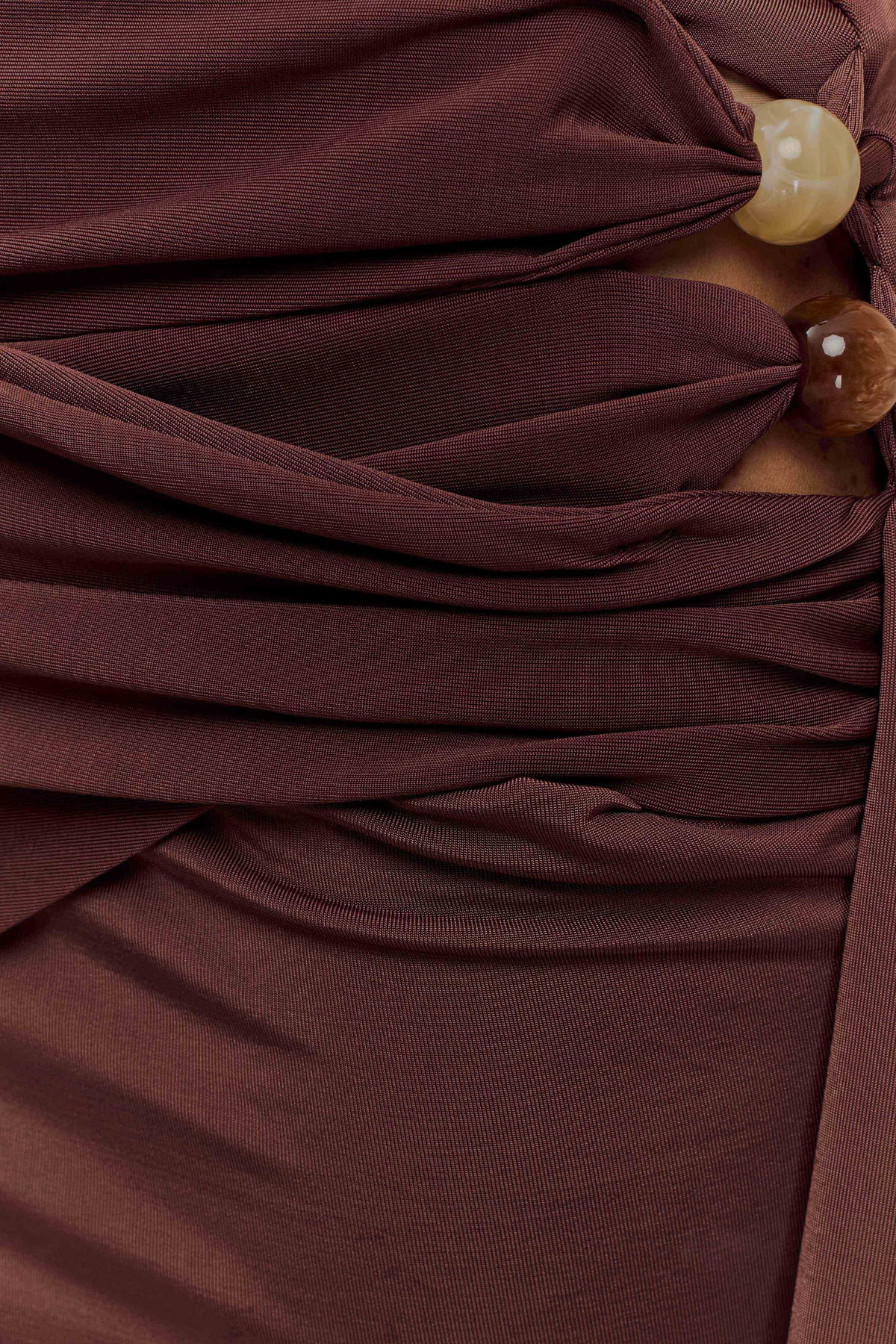 Alicent Slinky Beaded Mini Skirt Chocolate