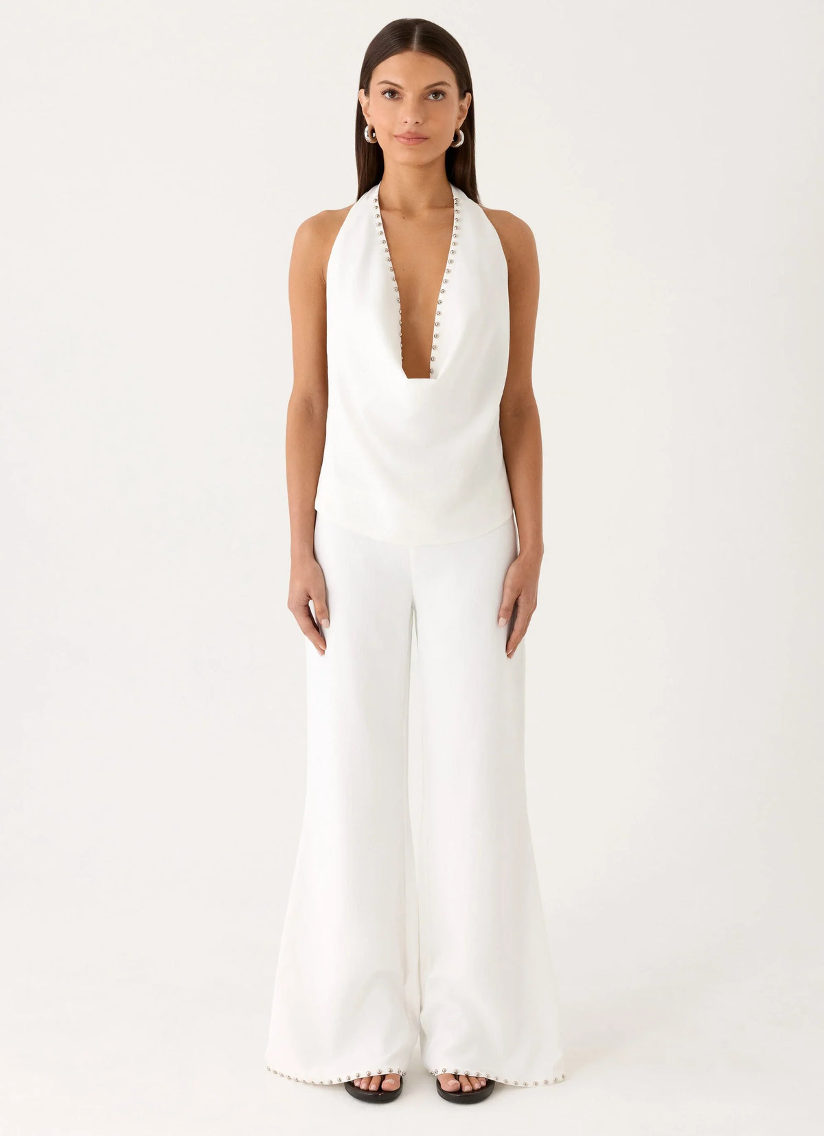 Ashika Studded Pants White