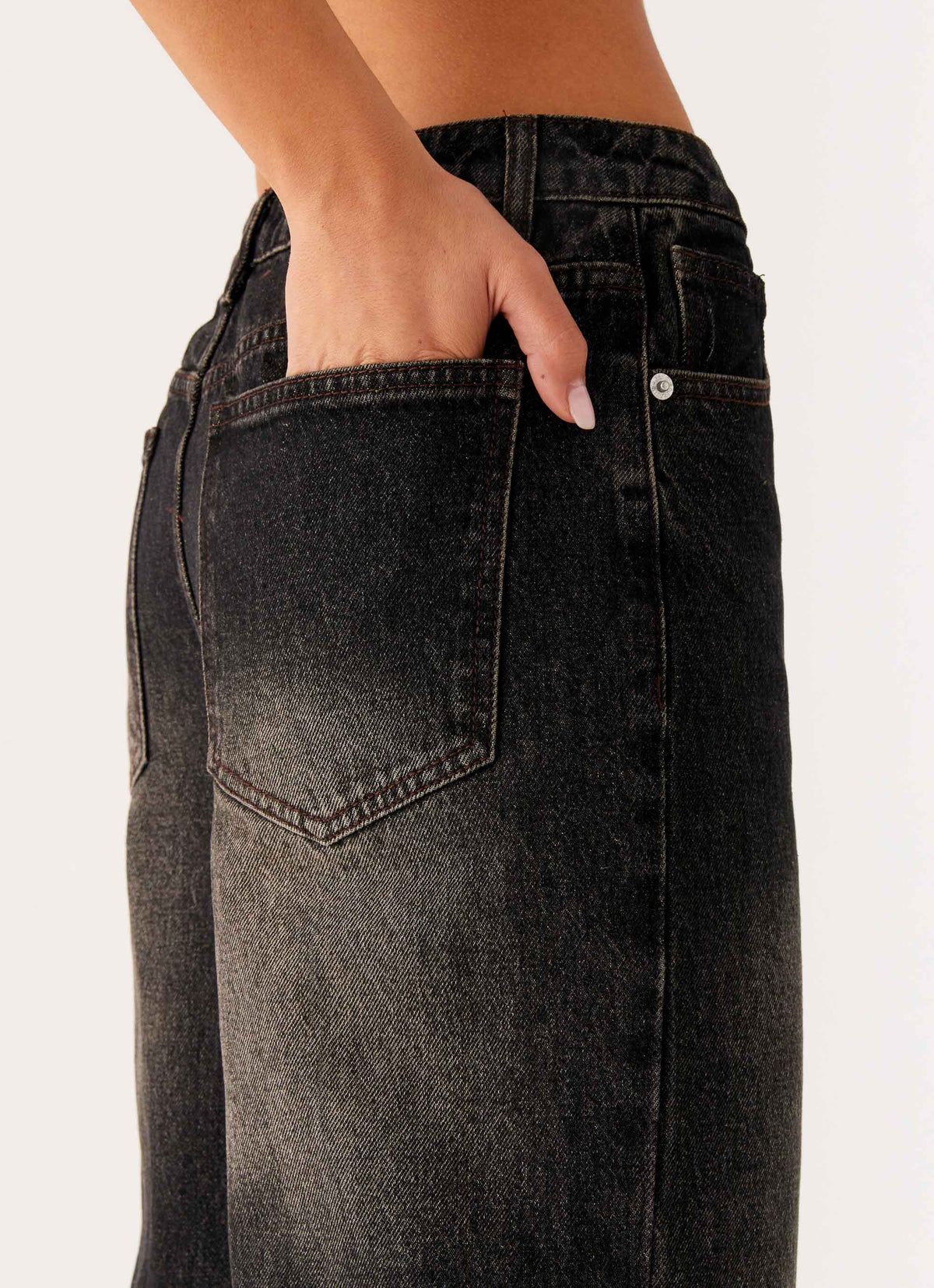 Back Again Straight Leg Denim Jeans Acid Charcoal