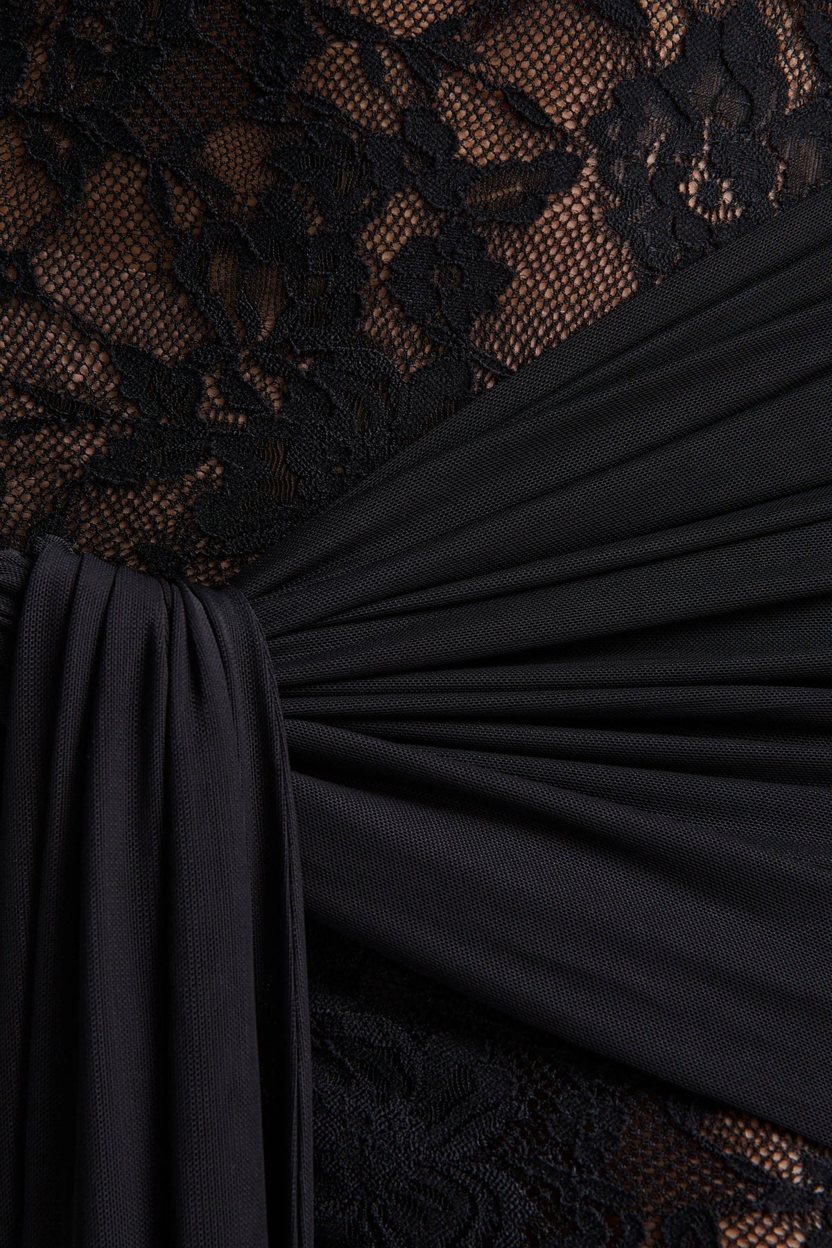 Akira Black Lace Maxi Dress With Sash Detail