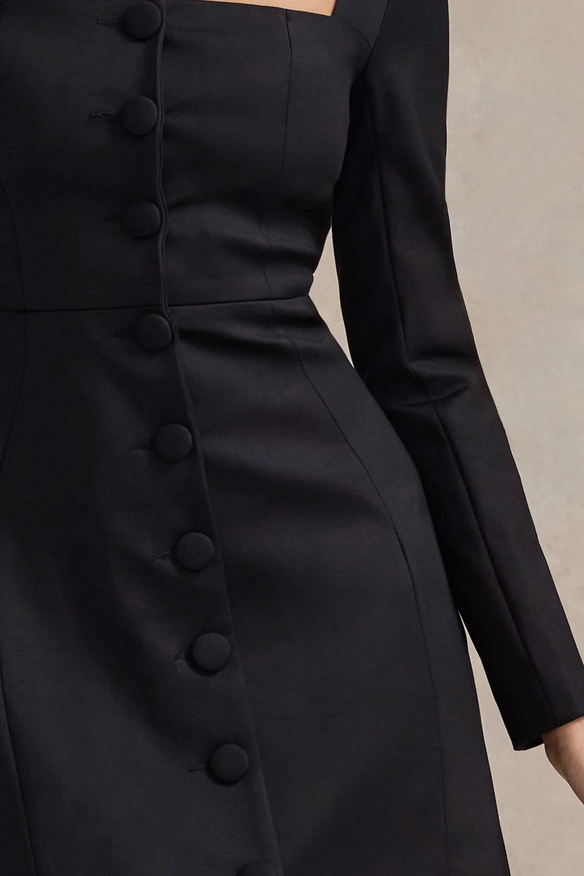 Andie Black Tailored Square Neck Mini Dress