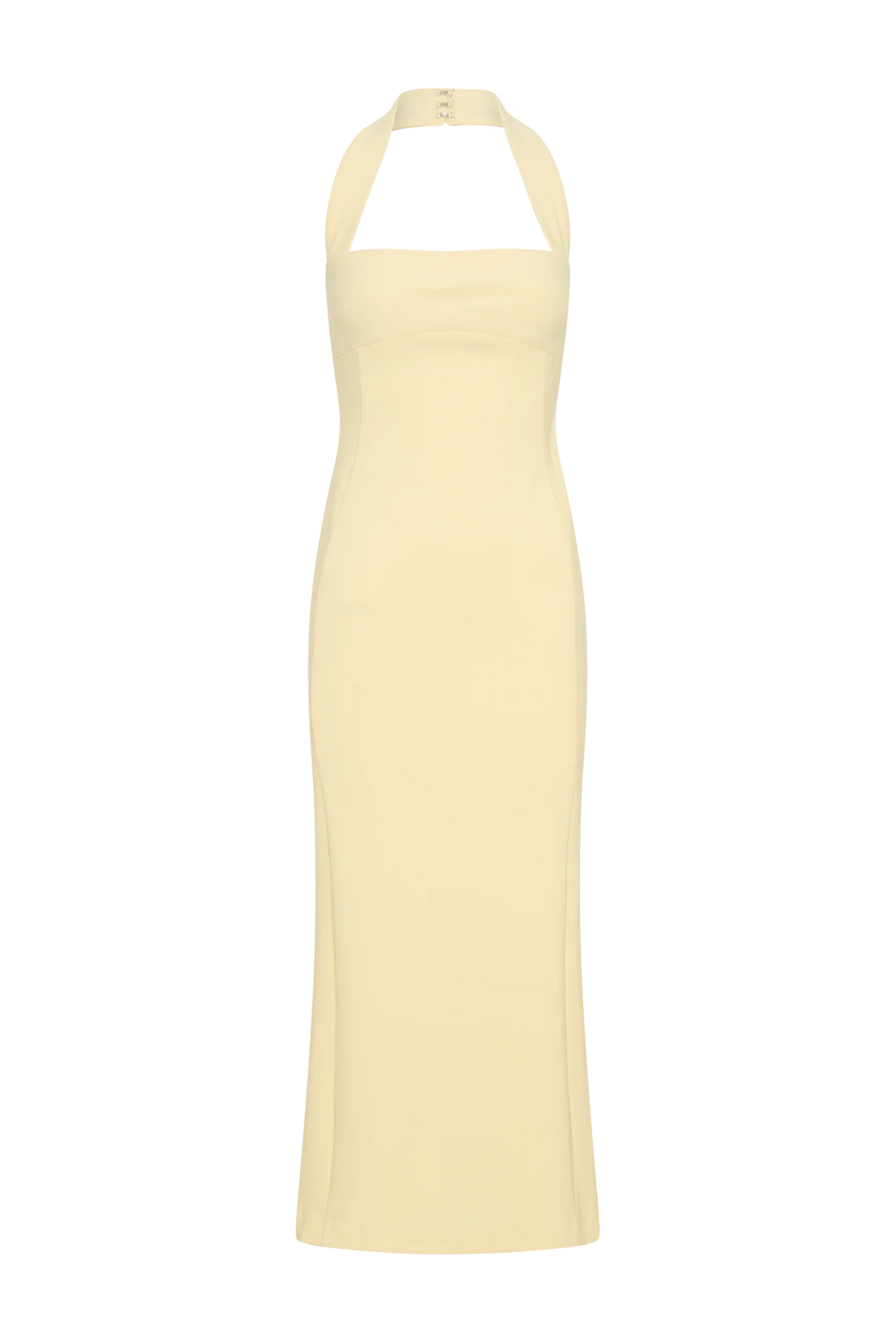 Amelita Suiting Halter Midi Dress Pale Lemon