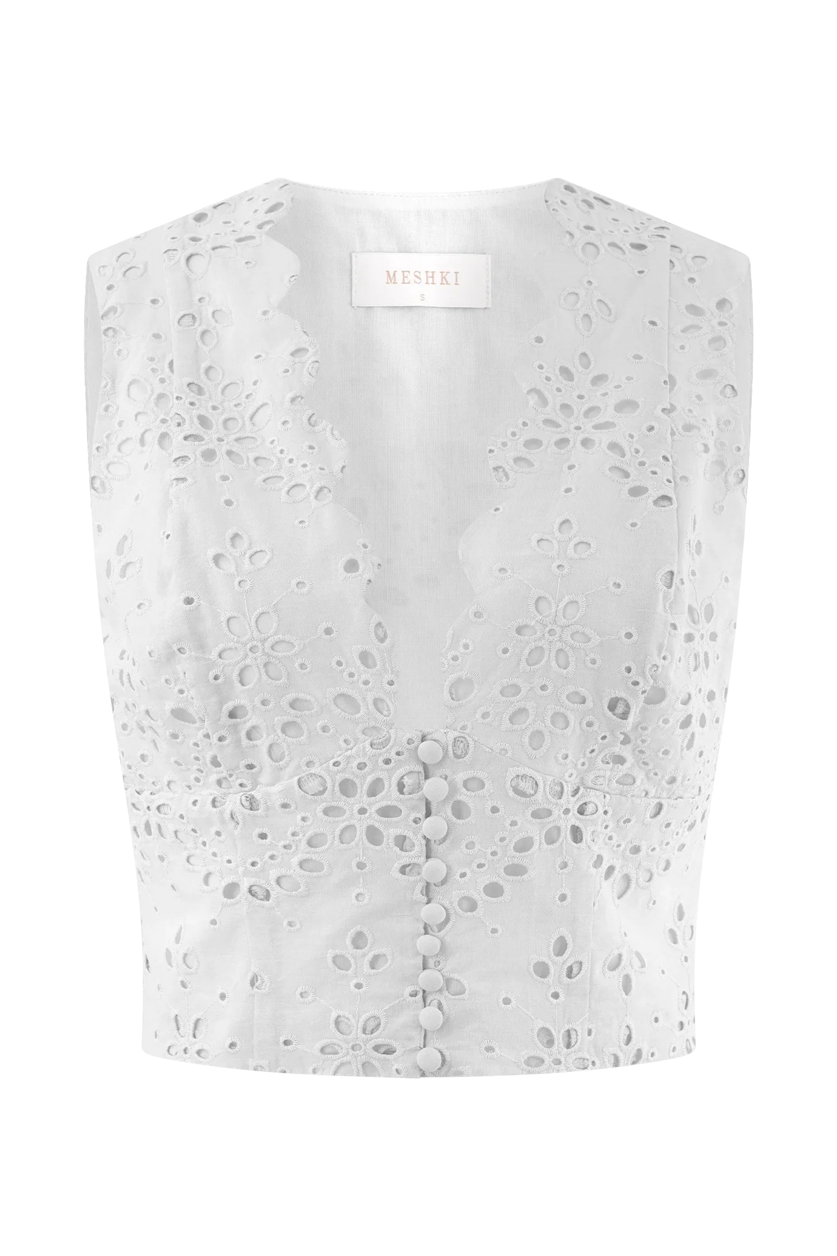 Arla Sleeveless Broderie Top White