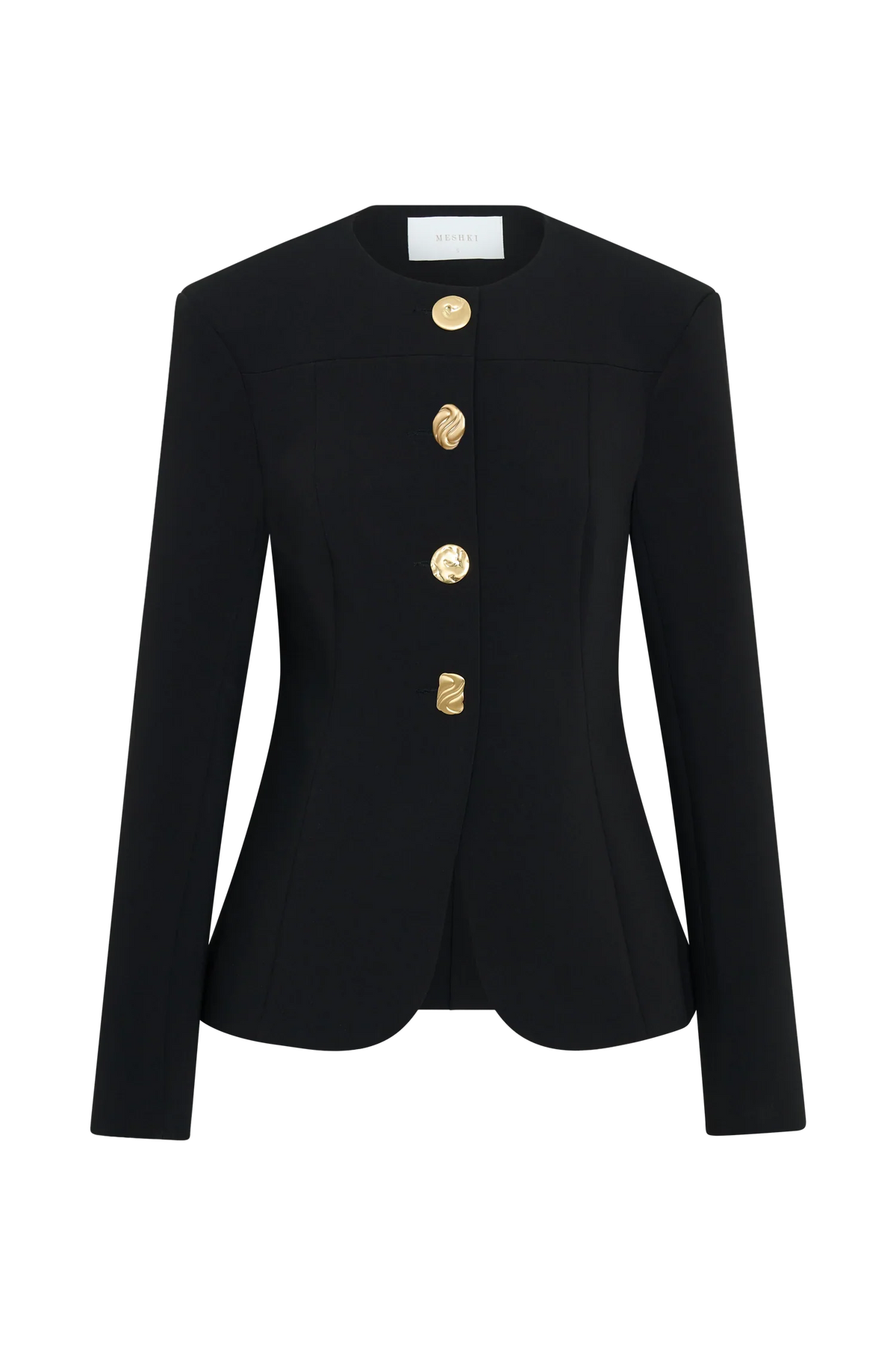 Asia Mixed Button Blazer Black