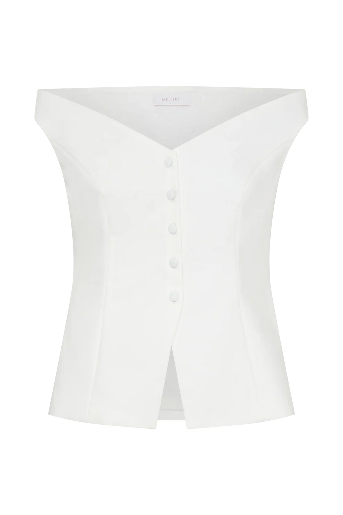 Billie Off Shoulder Sleeveless Button Top White