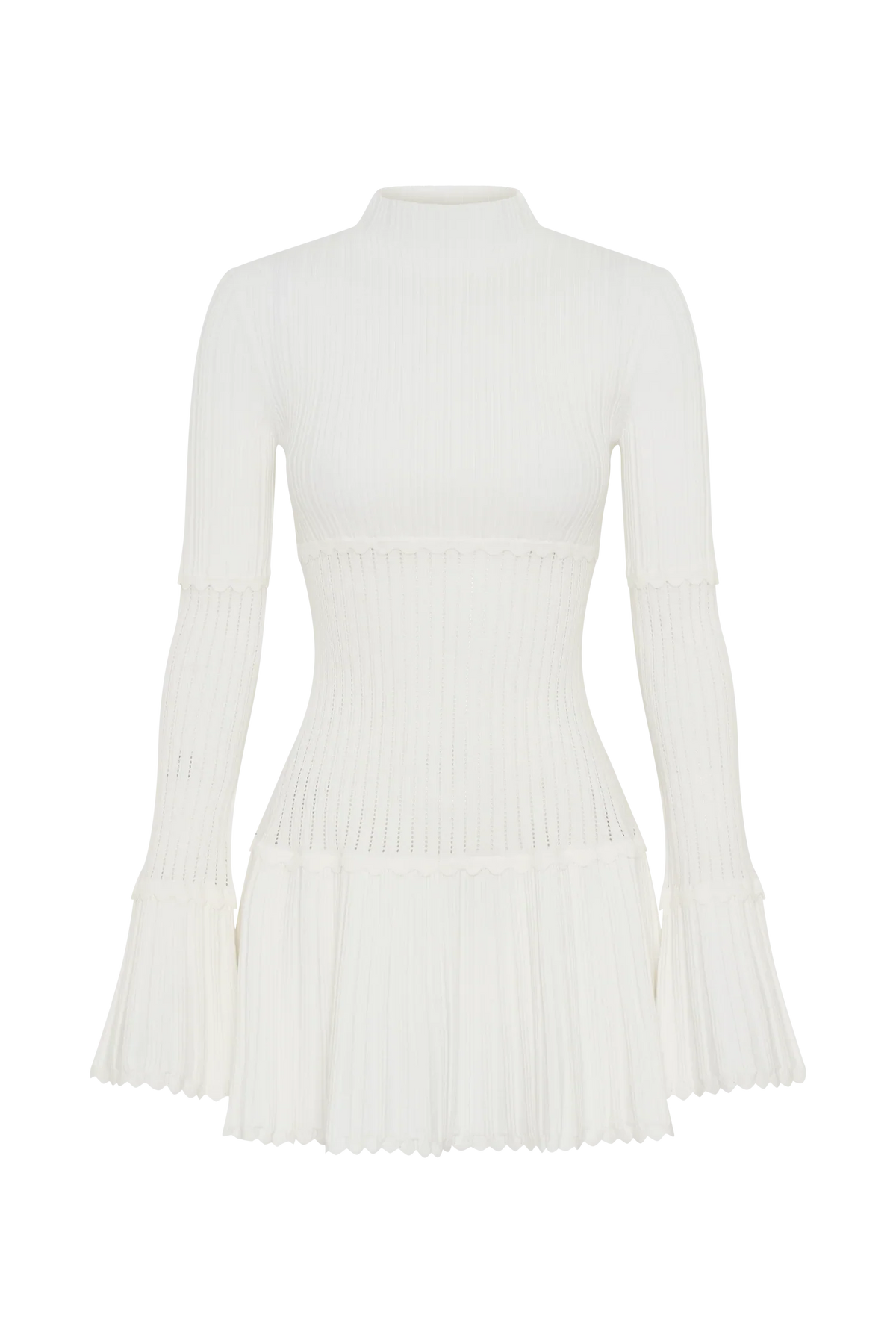 Adena Pointelle Knit Mini Dress Ivory