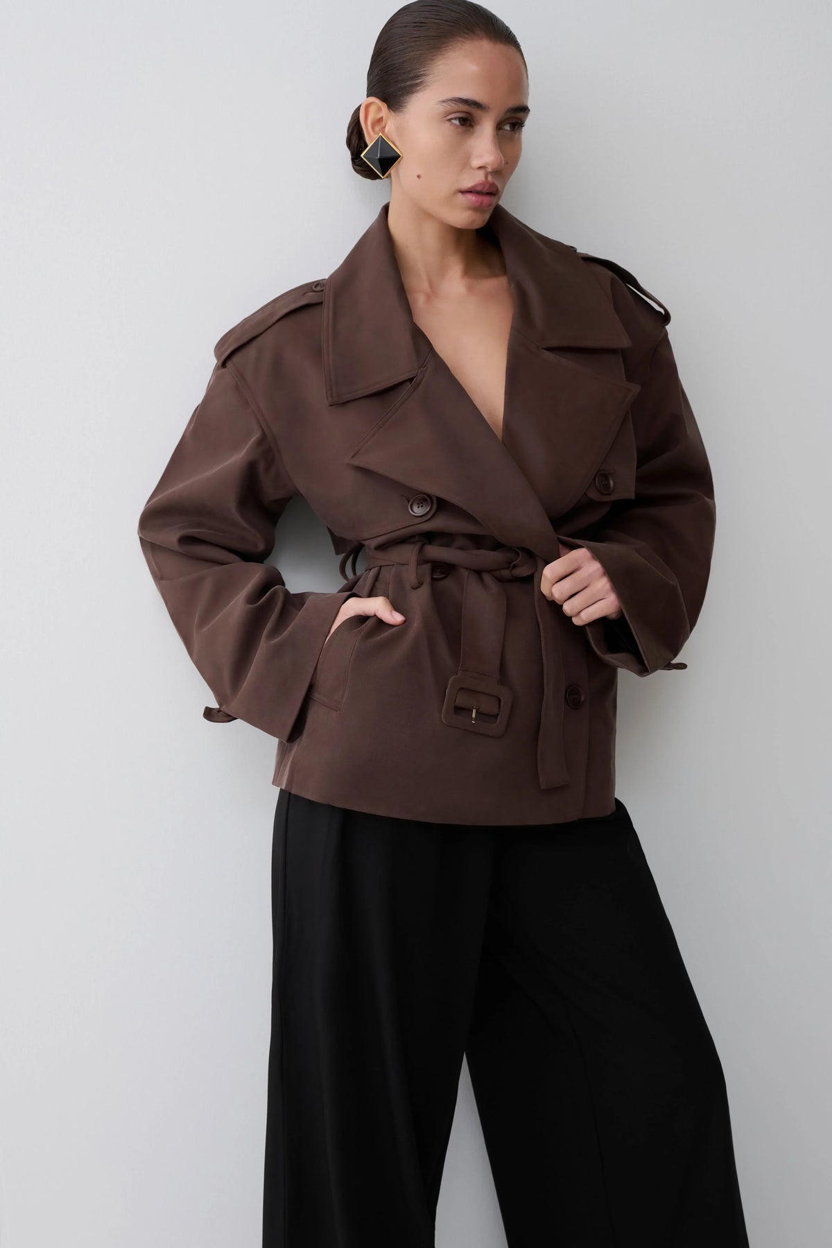 Alden Short Trench Jacket Chocolate