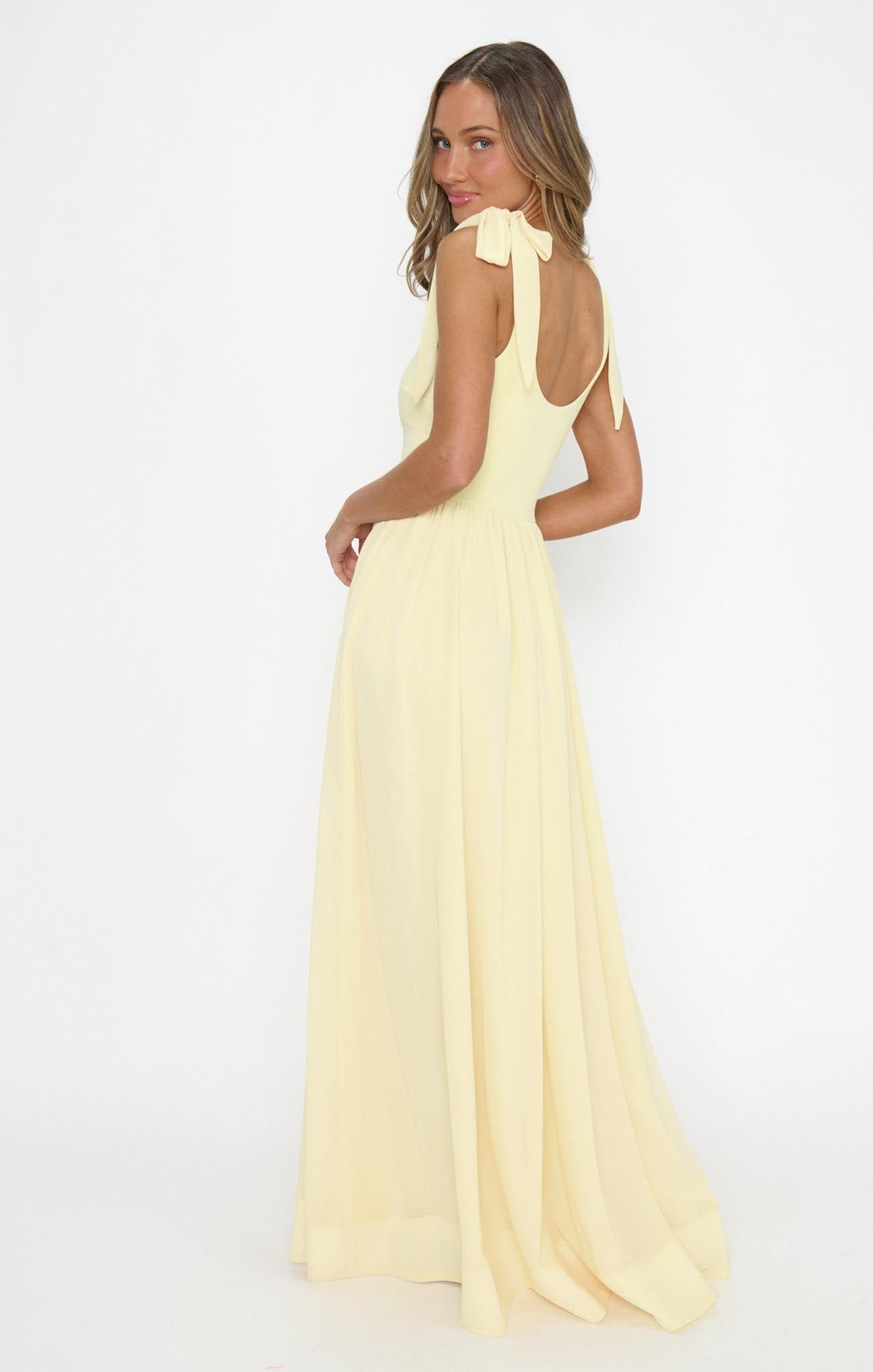 Harper Maxi Dress ~ Pale Yellow Chiffon