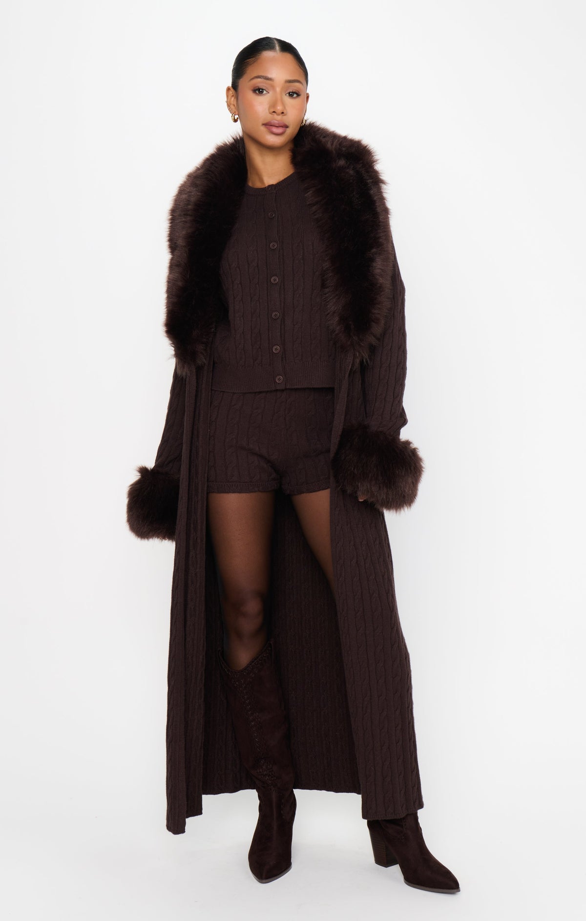 Throw on Cardigan ~ Chocolate Cable Knit