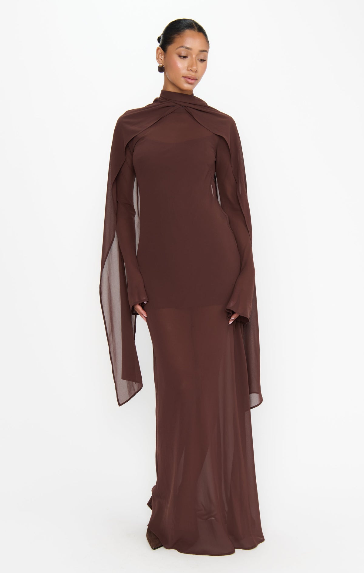 Brandi Maxi Dress ~ Chocolate Chiffon