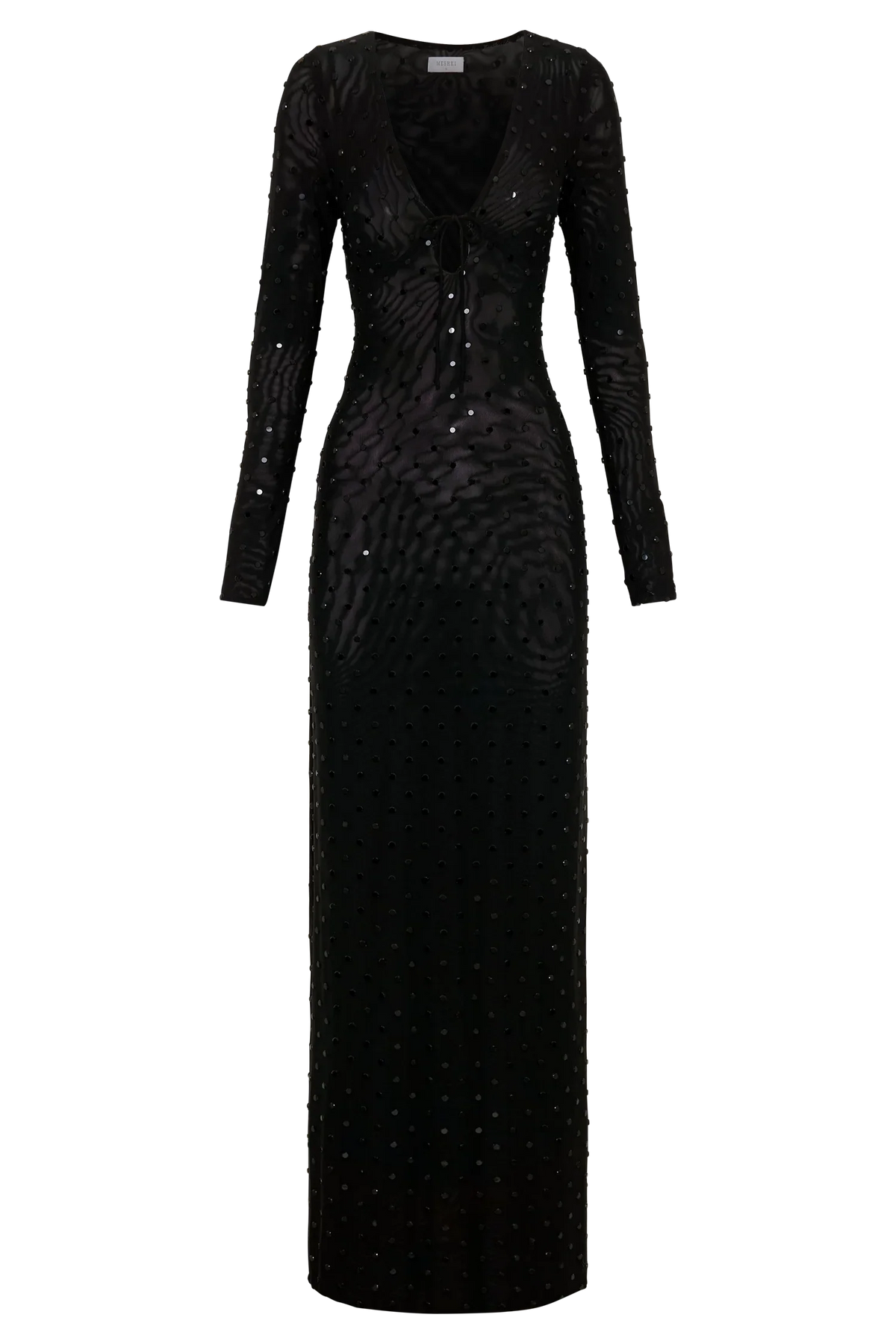 Acadia Diamante Long Sleeve Maxi Dress Black