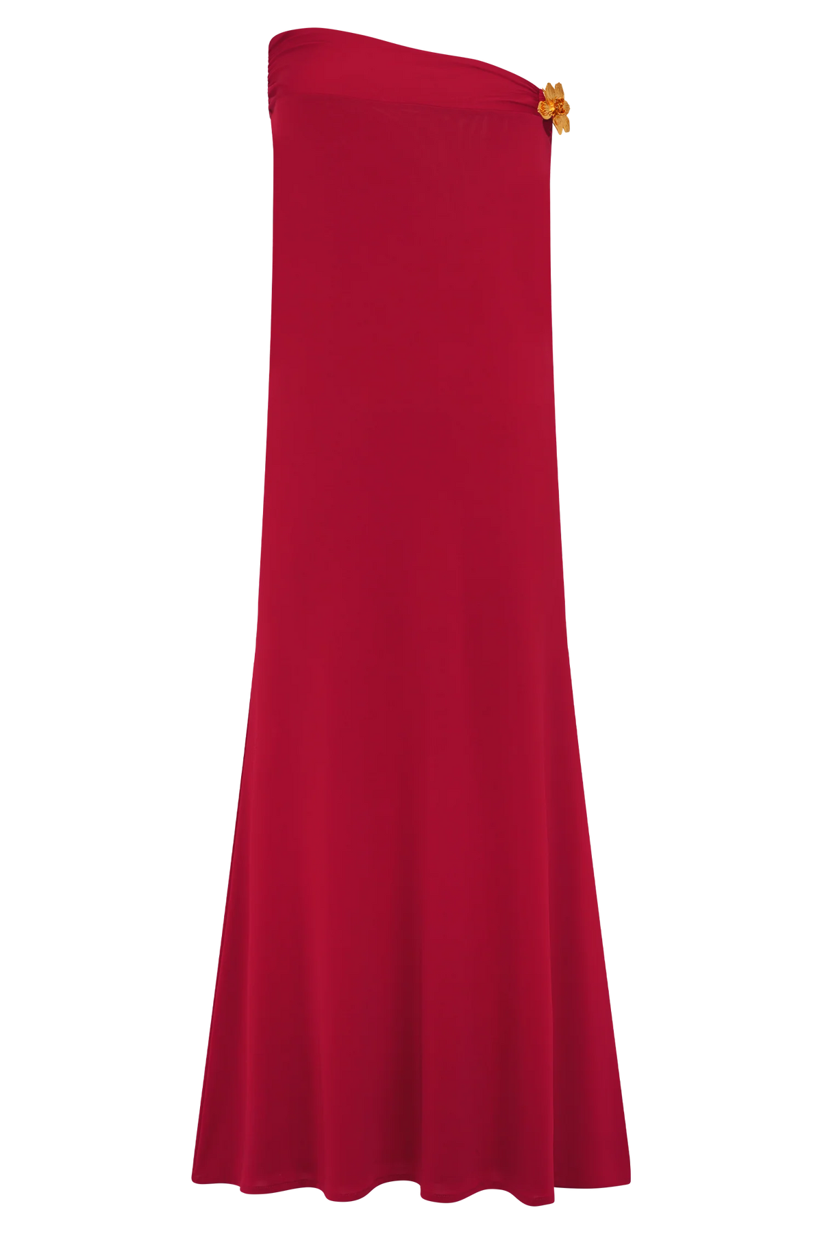 Ainsley Asymmetrical Maxi Skirt With Floral Hardware Fuchsia Pink