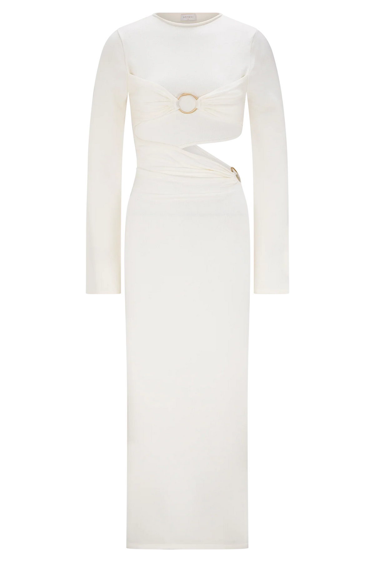 Azariah Long Sleeve Knit Midi Dress Ivory