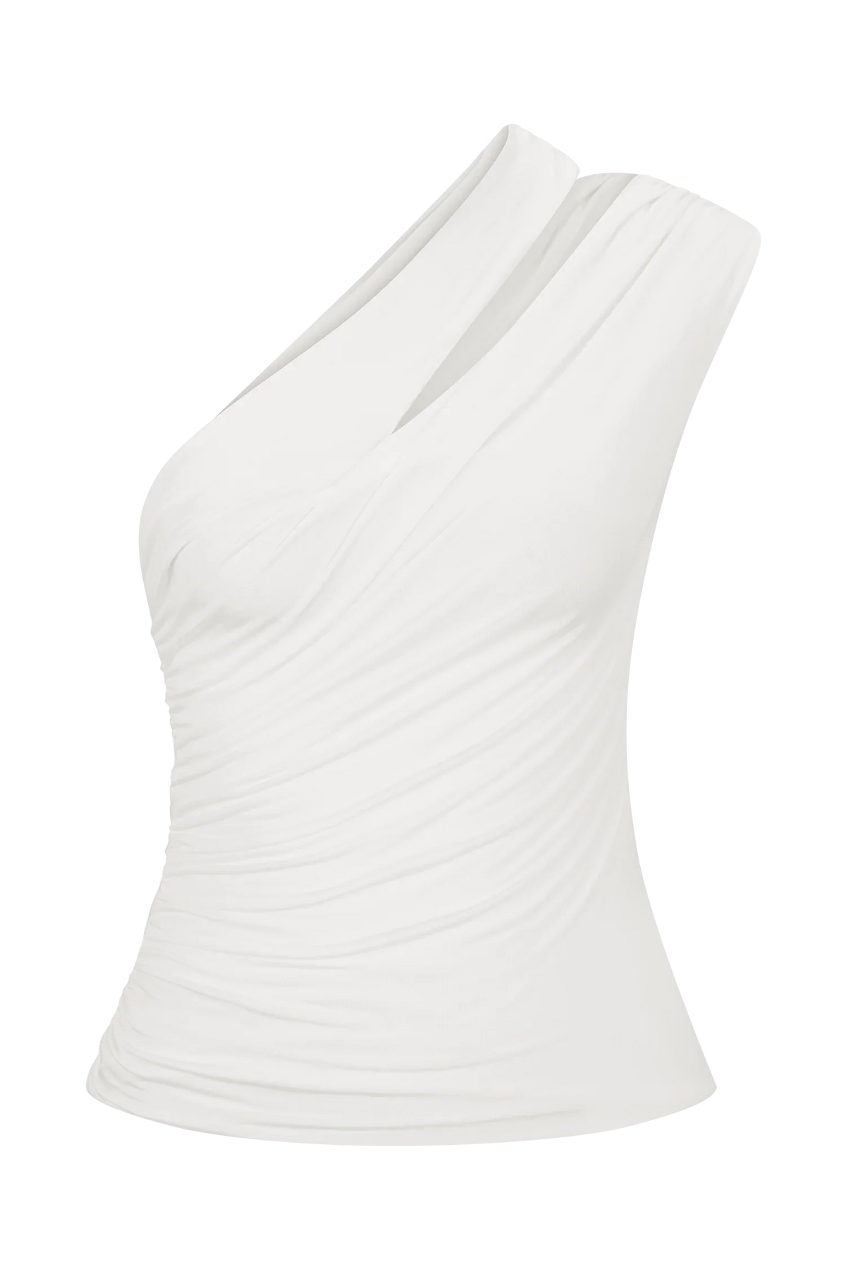 Anna One Shoulder Modal Top White
