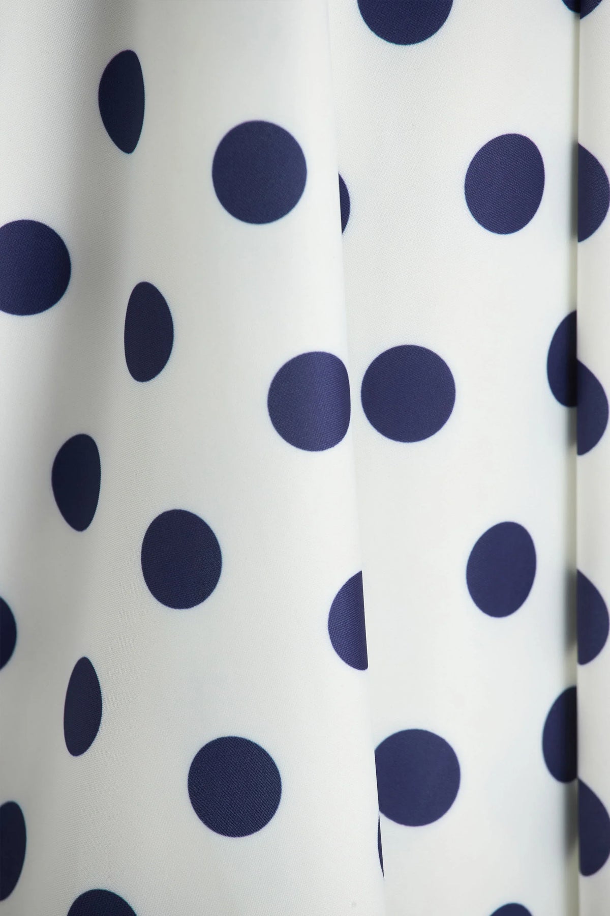 Berta White And Navy Polka Dot Square Neck Midi Dress
