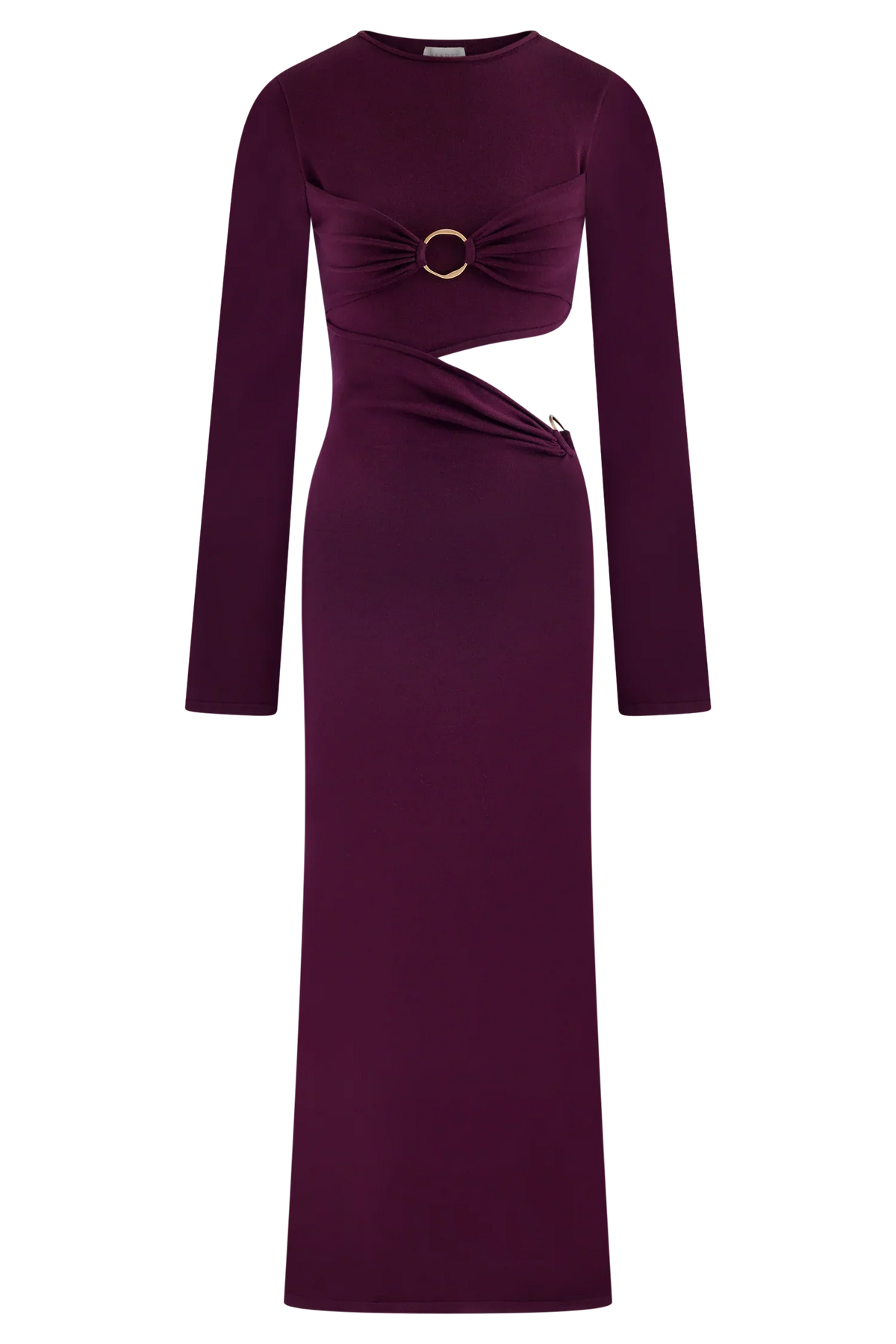 Azariah Long Sleeve Knit Midi Dress Plum