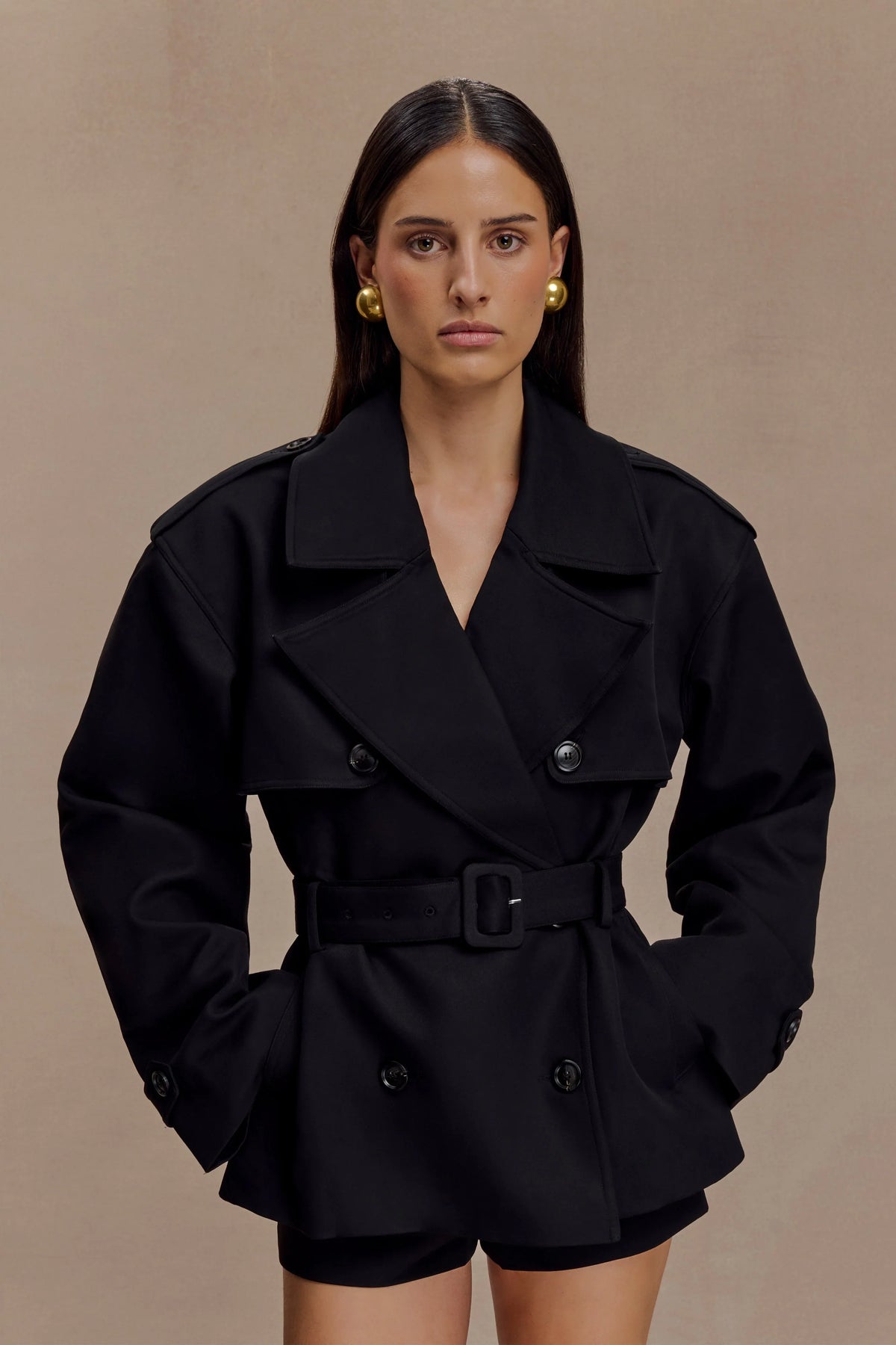Alden Short Trench Jacket Black