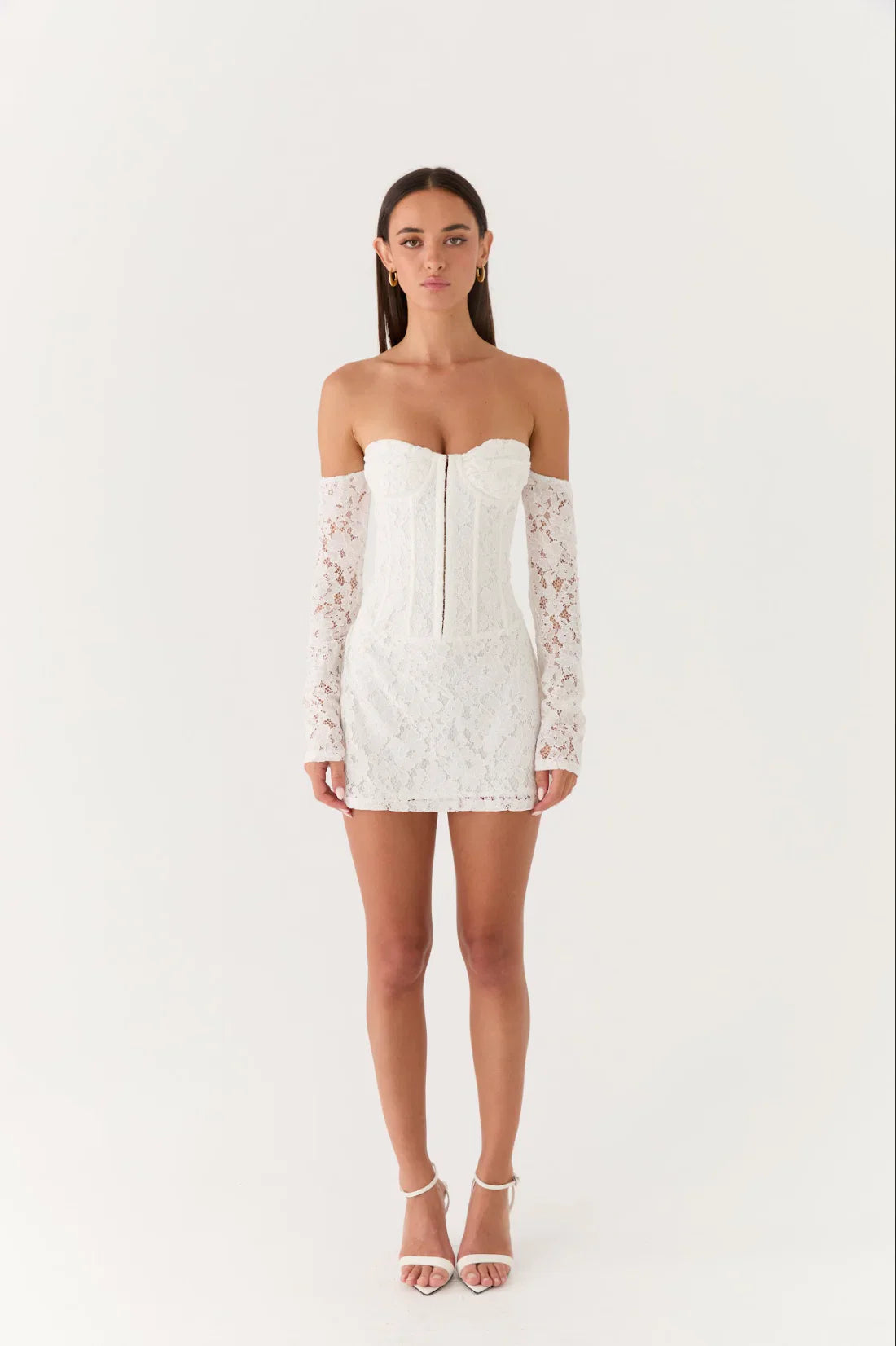 Already Know Lace Long Sleeve Mini Dress - White