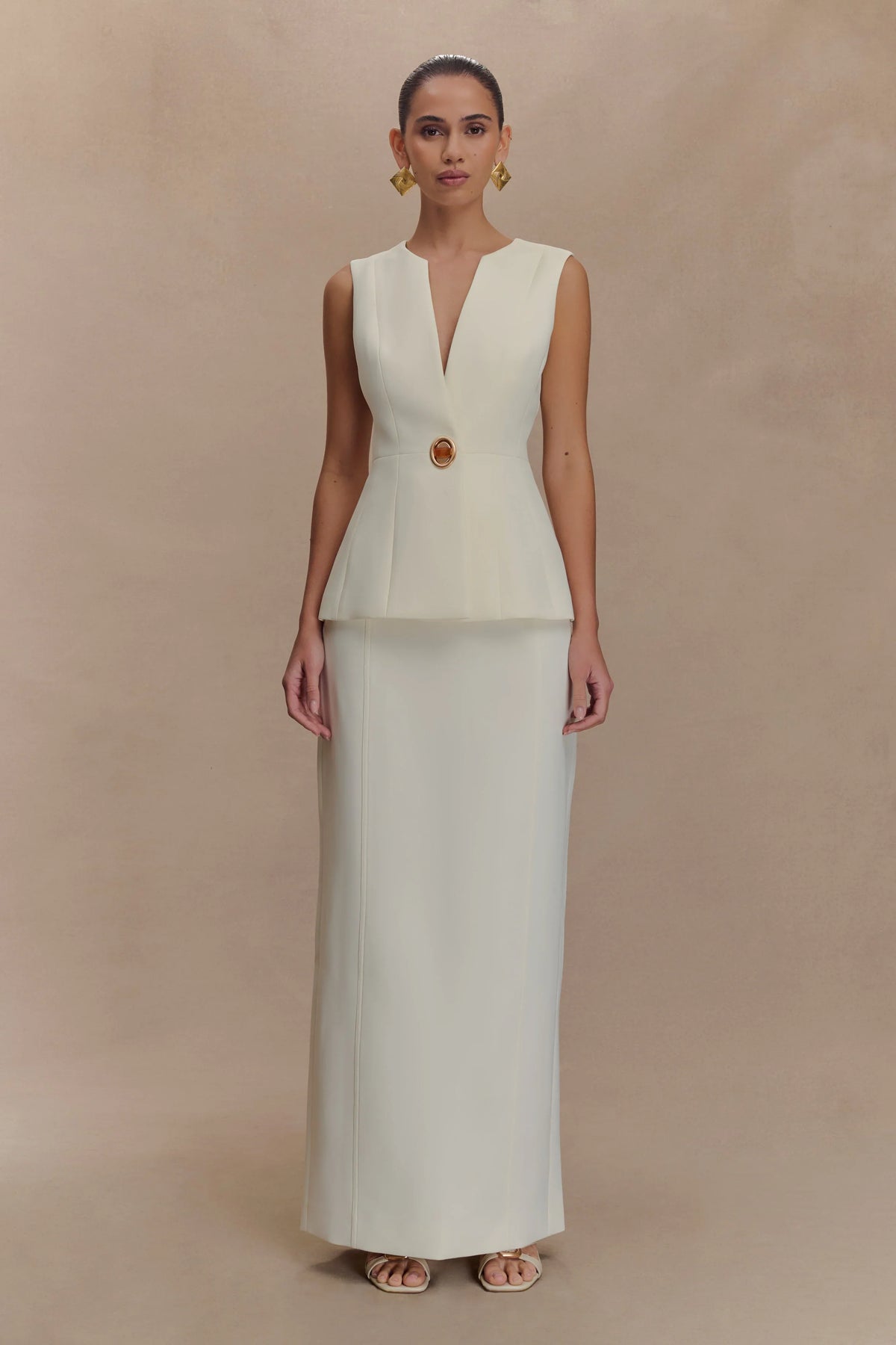 Angelie Suiting Maxi Skirt Ivory